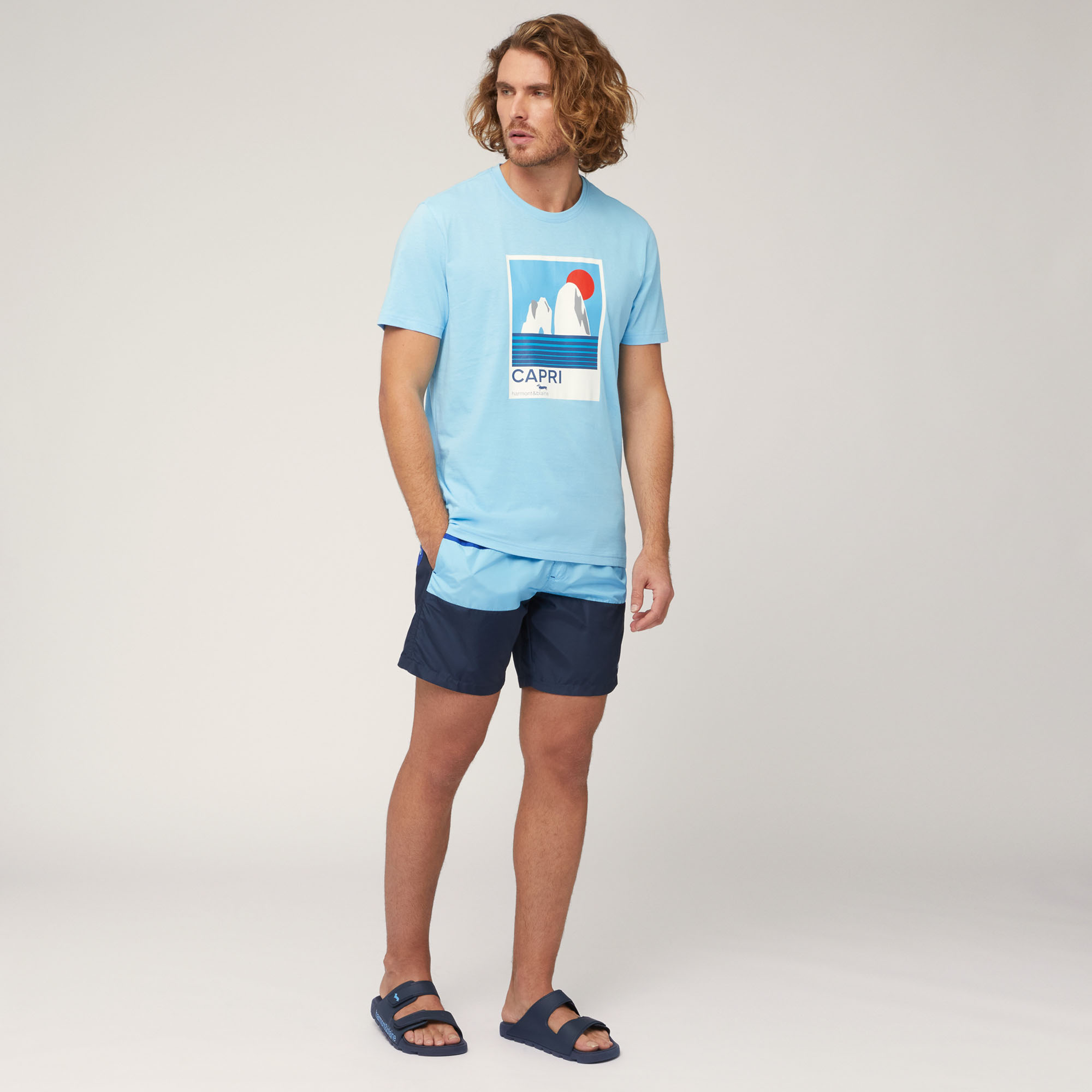 Camiseta con motivo de la costa amalfitana, Azul cobalto, large image number 3