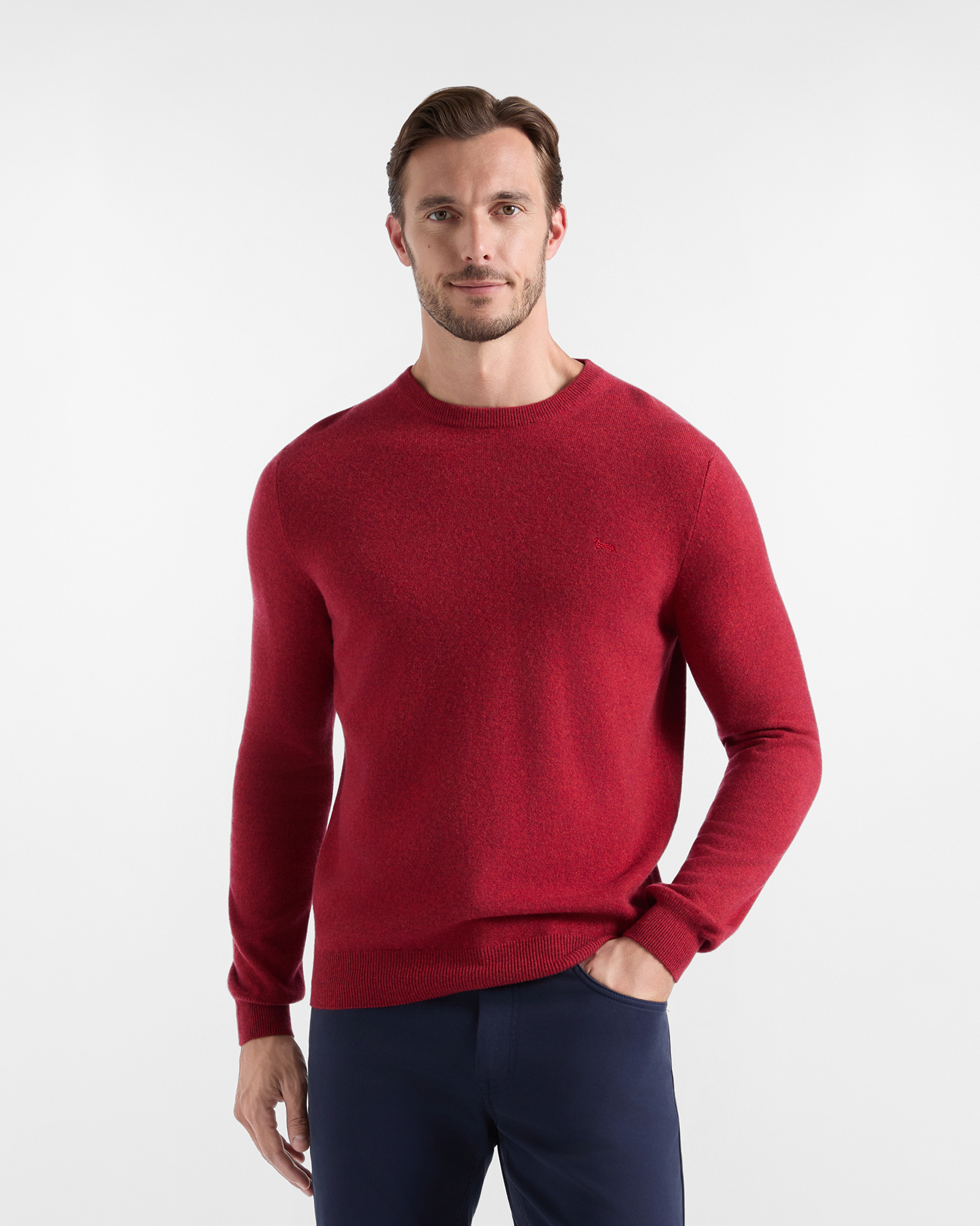 Maglia Uomo in 100% puro cashmere rosso Regular Fit Made in Italy