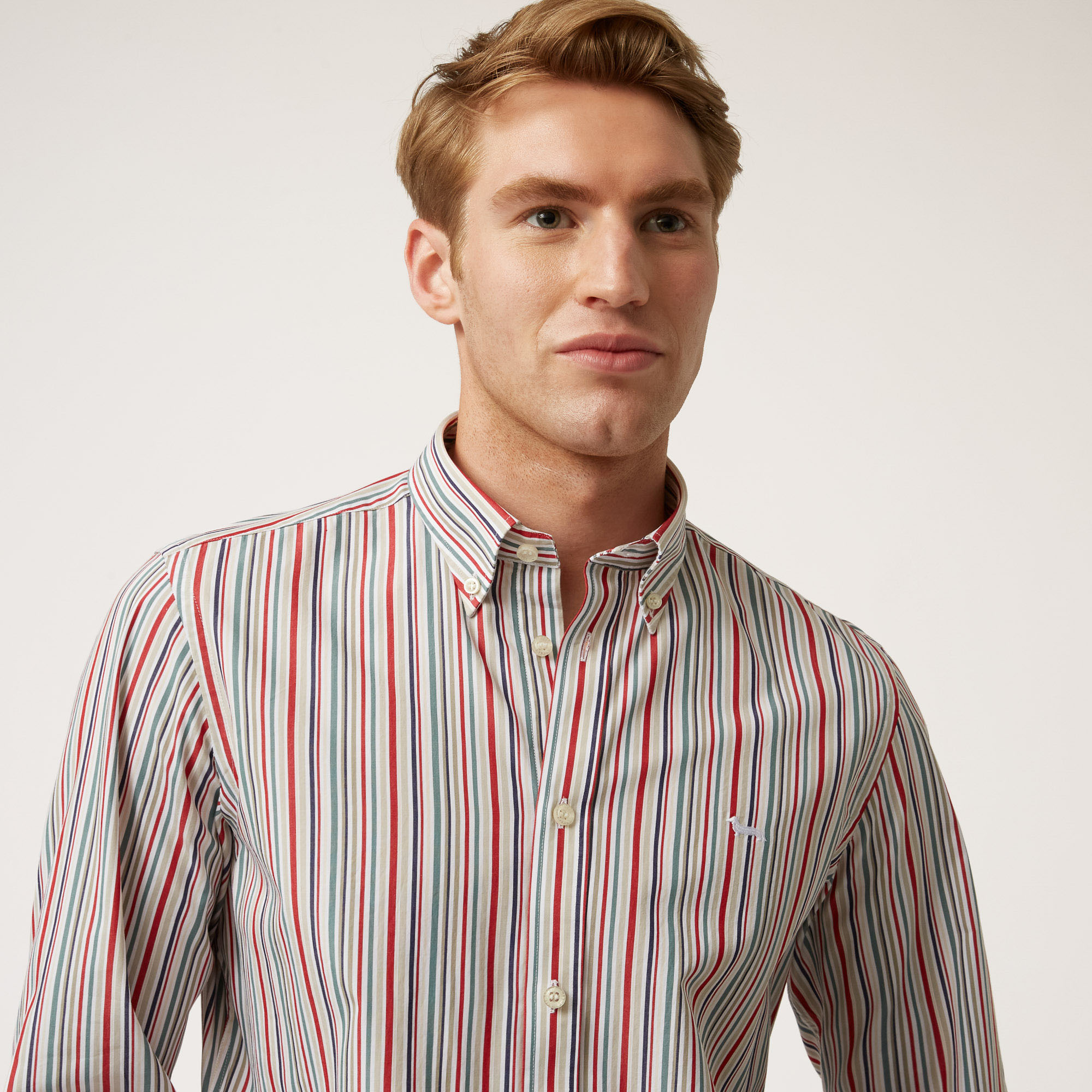 Camicia In Cotone Organico A Righe Art Academy, Rosso Sport, large image number 2