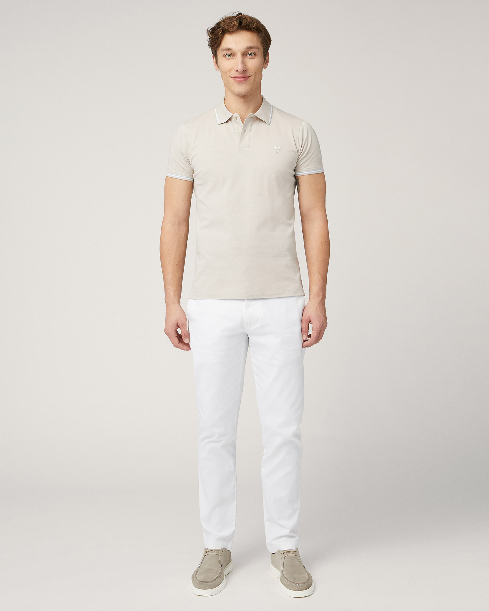Polo with Contrasting Stripes, Sand, large image number 3