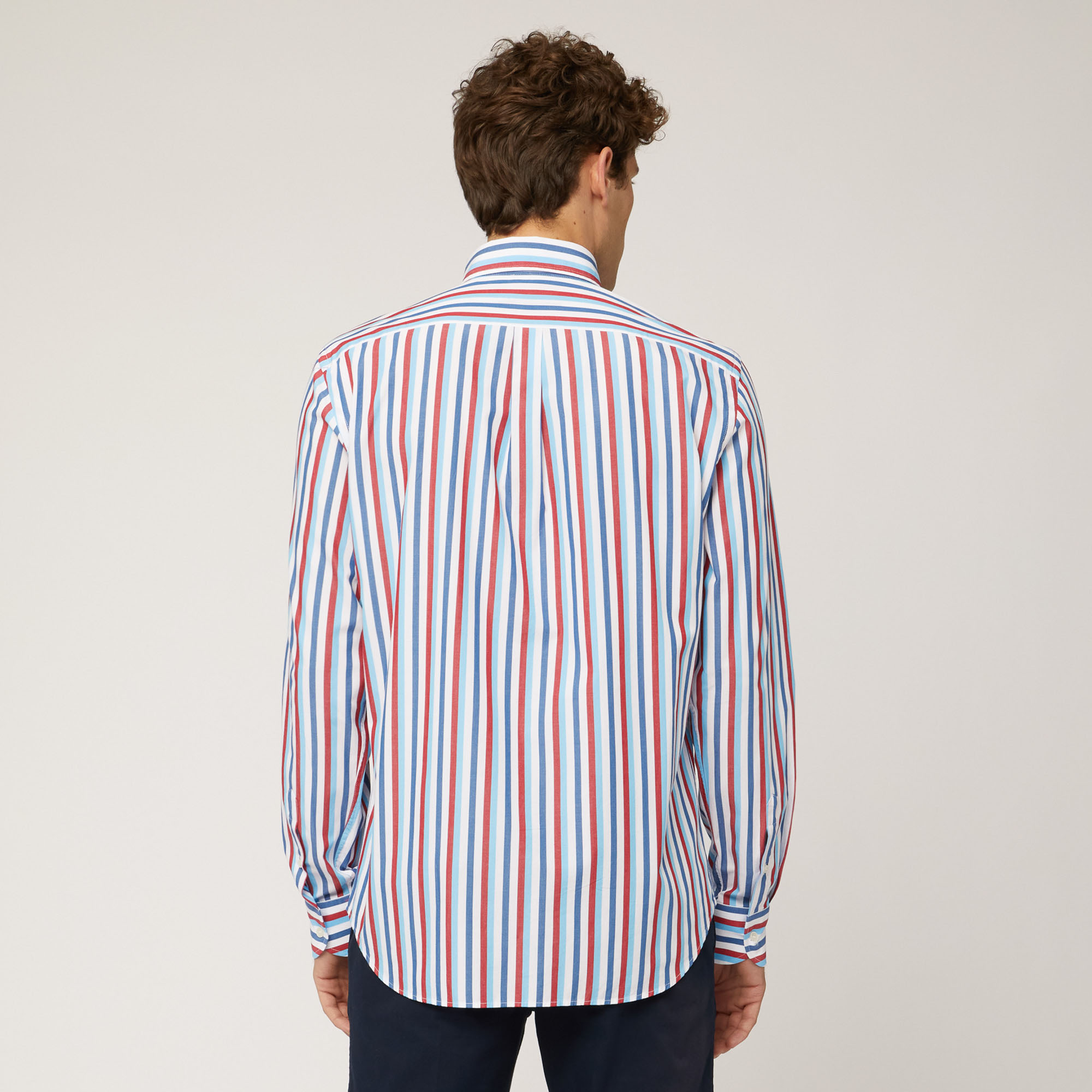 Cotton Shirt with Vertical Stripes, Light Red, large image number 1
