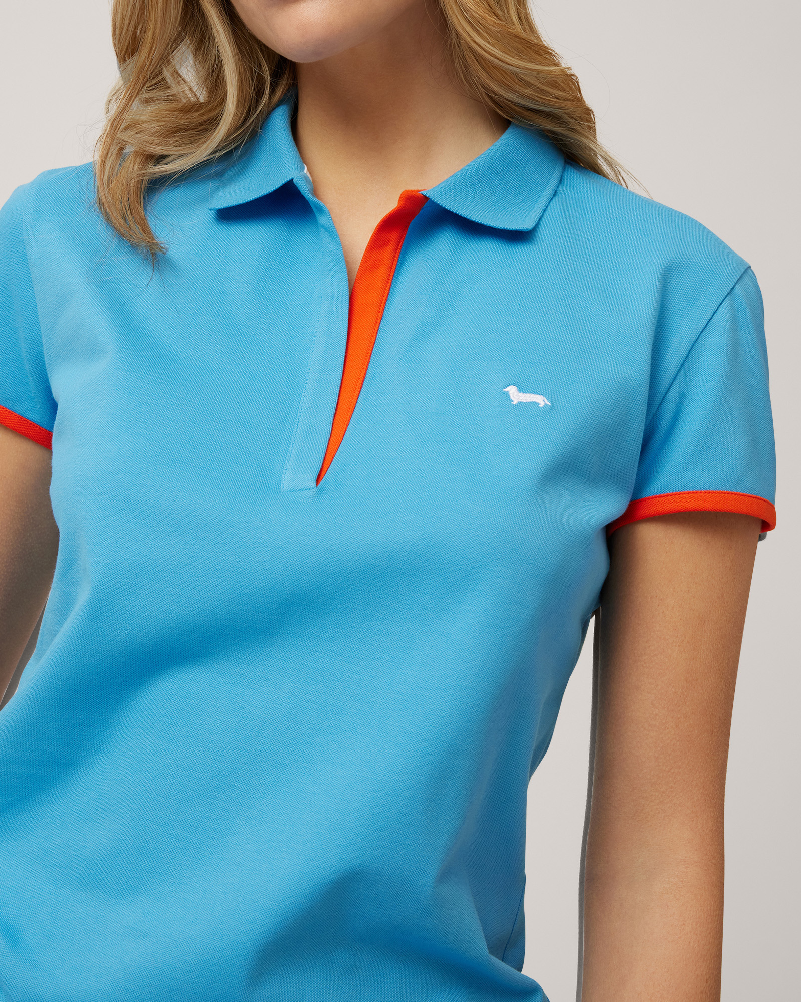 Polo con detalles a contraste, Celeste, large image number 2