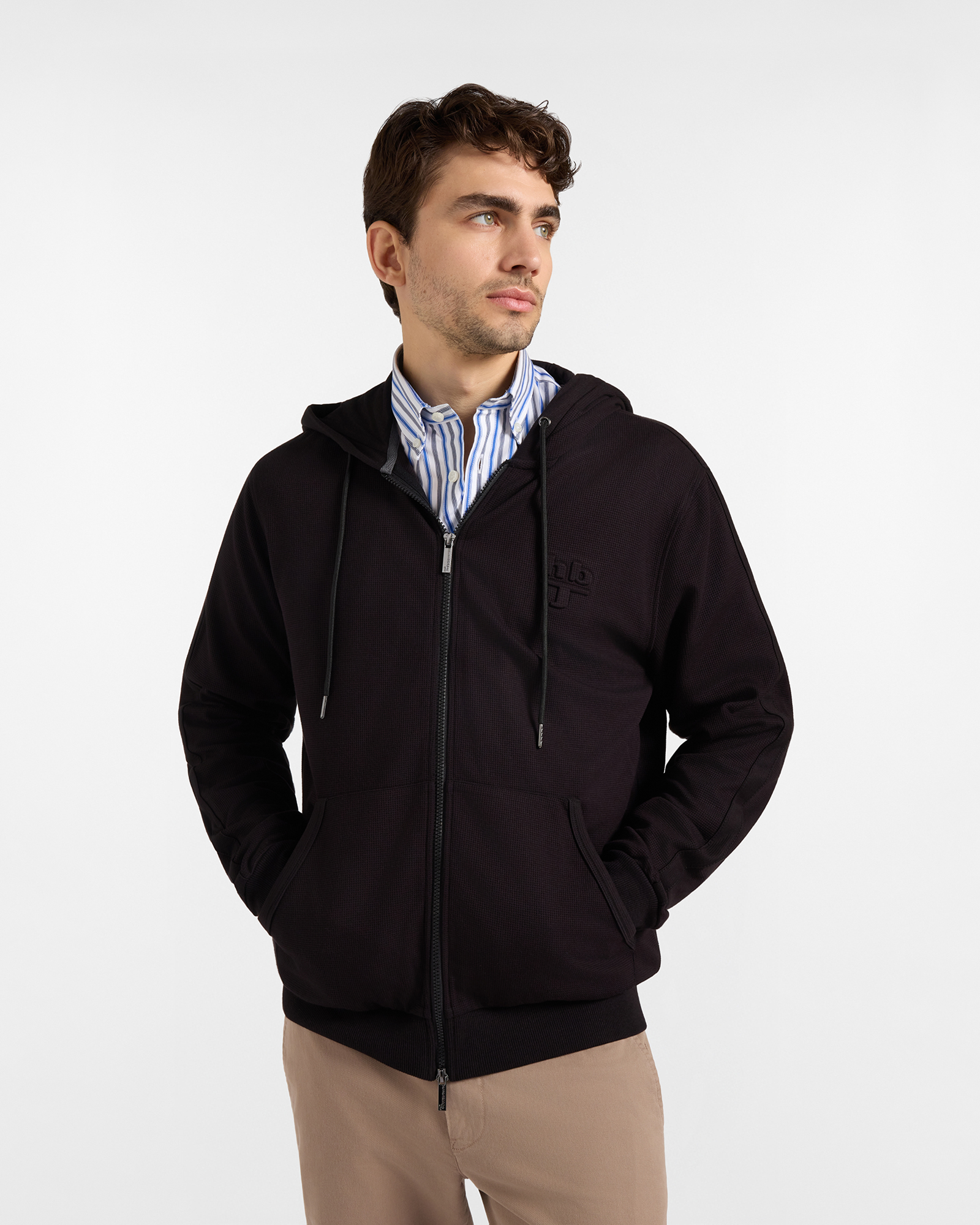 Felpa Full Zip HBJ Uomo con cappuccio nera