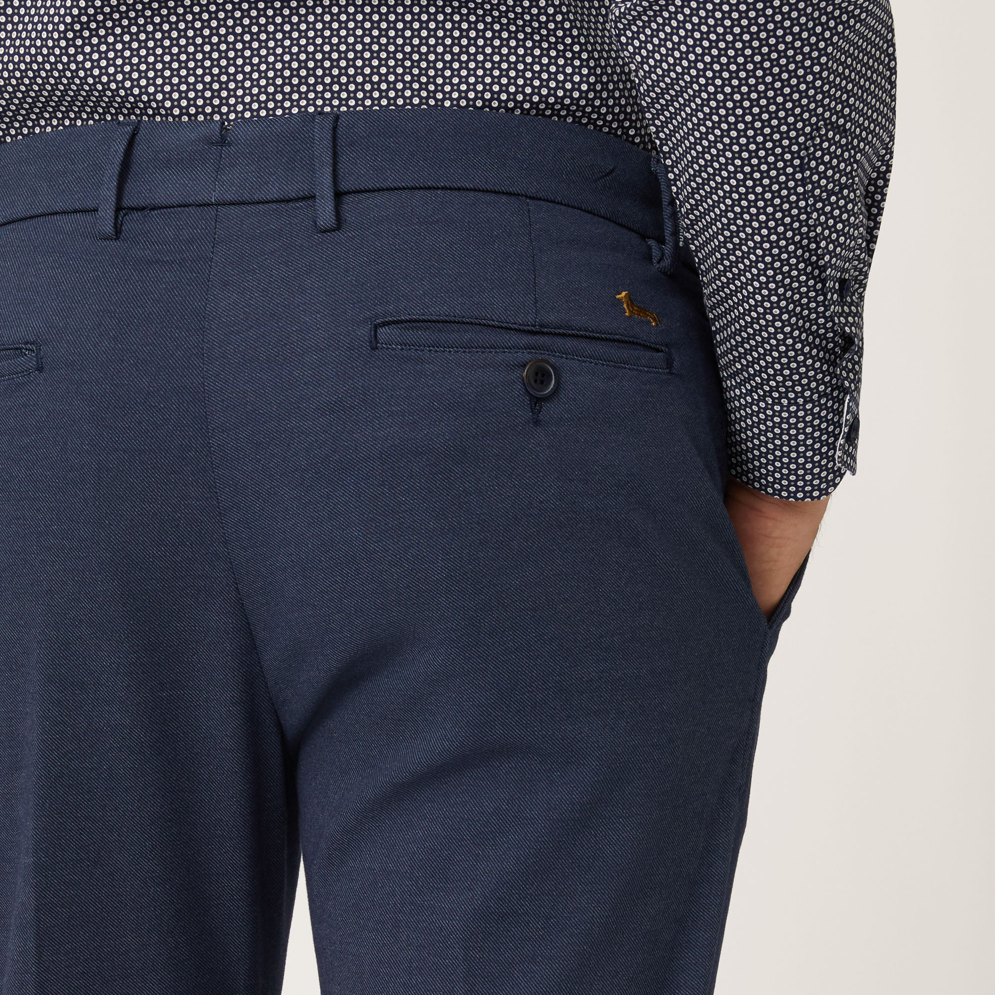 Pantalone Chino Narrow Fit In Tessuto Coolmax, Blu Navy, large image number 2