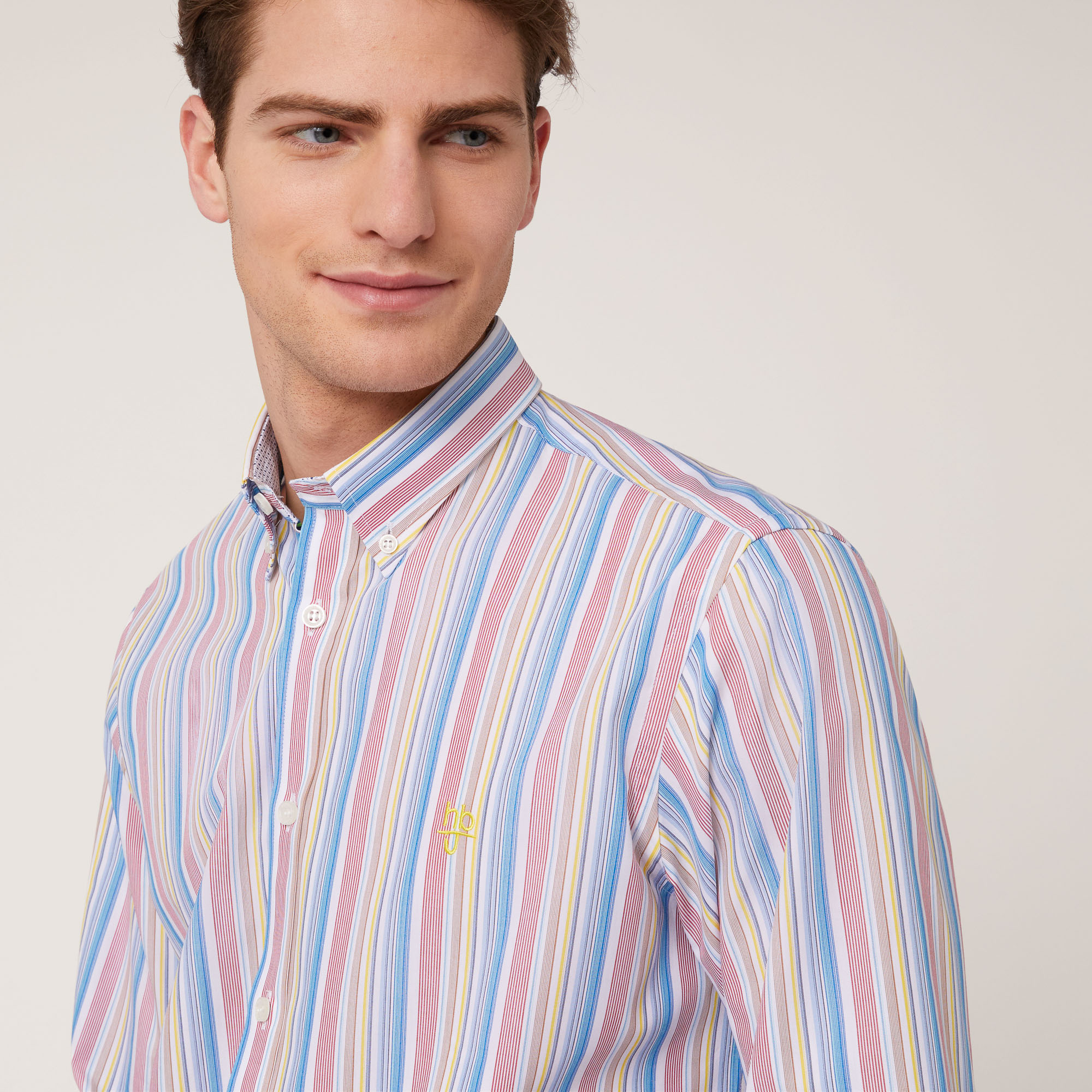Camicia A Righe Multicolor, Rosso, large image number 2