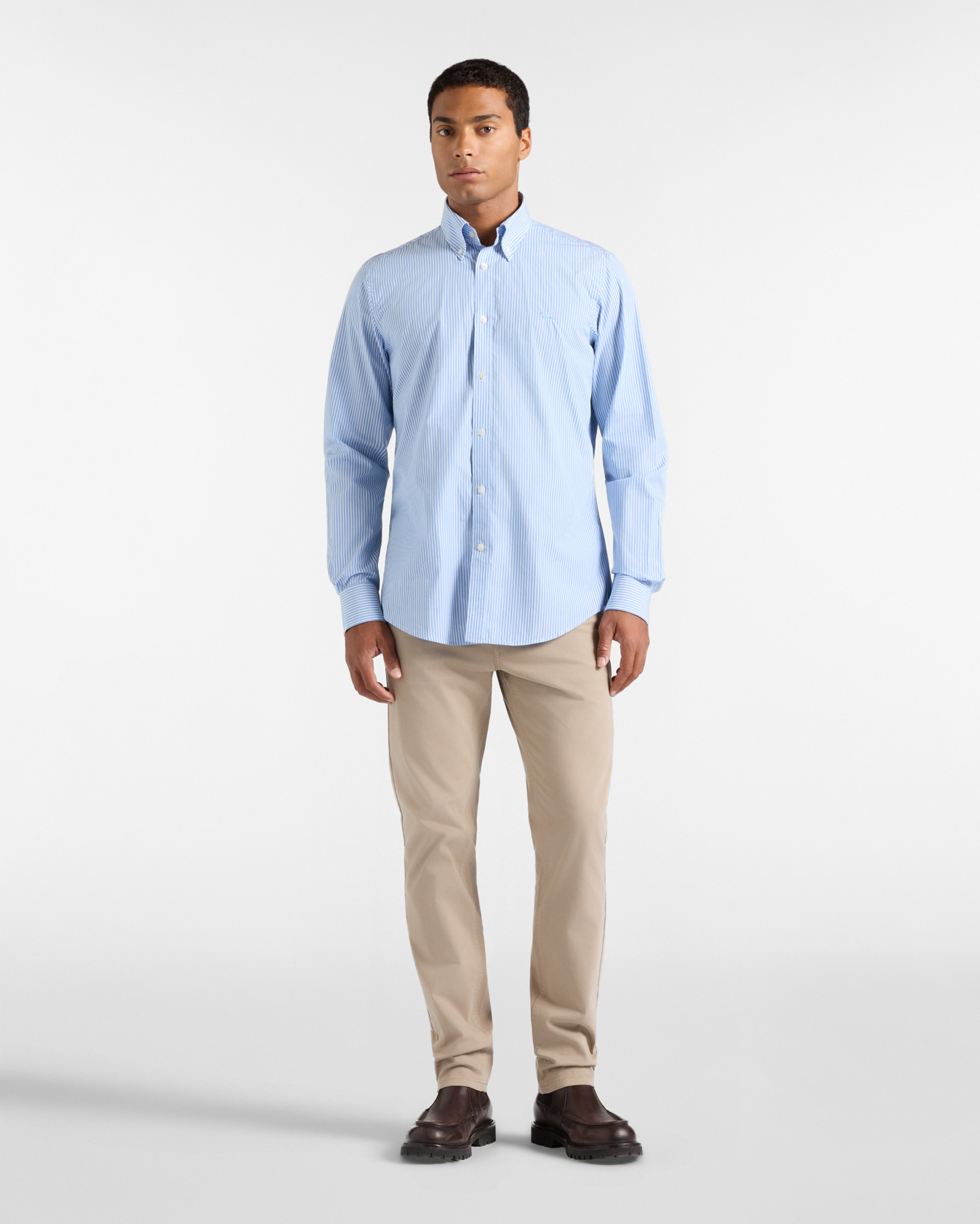 Men's regular-fit light  shirt with stripe on a ful yarn-dyed background, SKY, large image number 3
