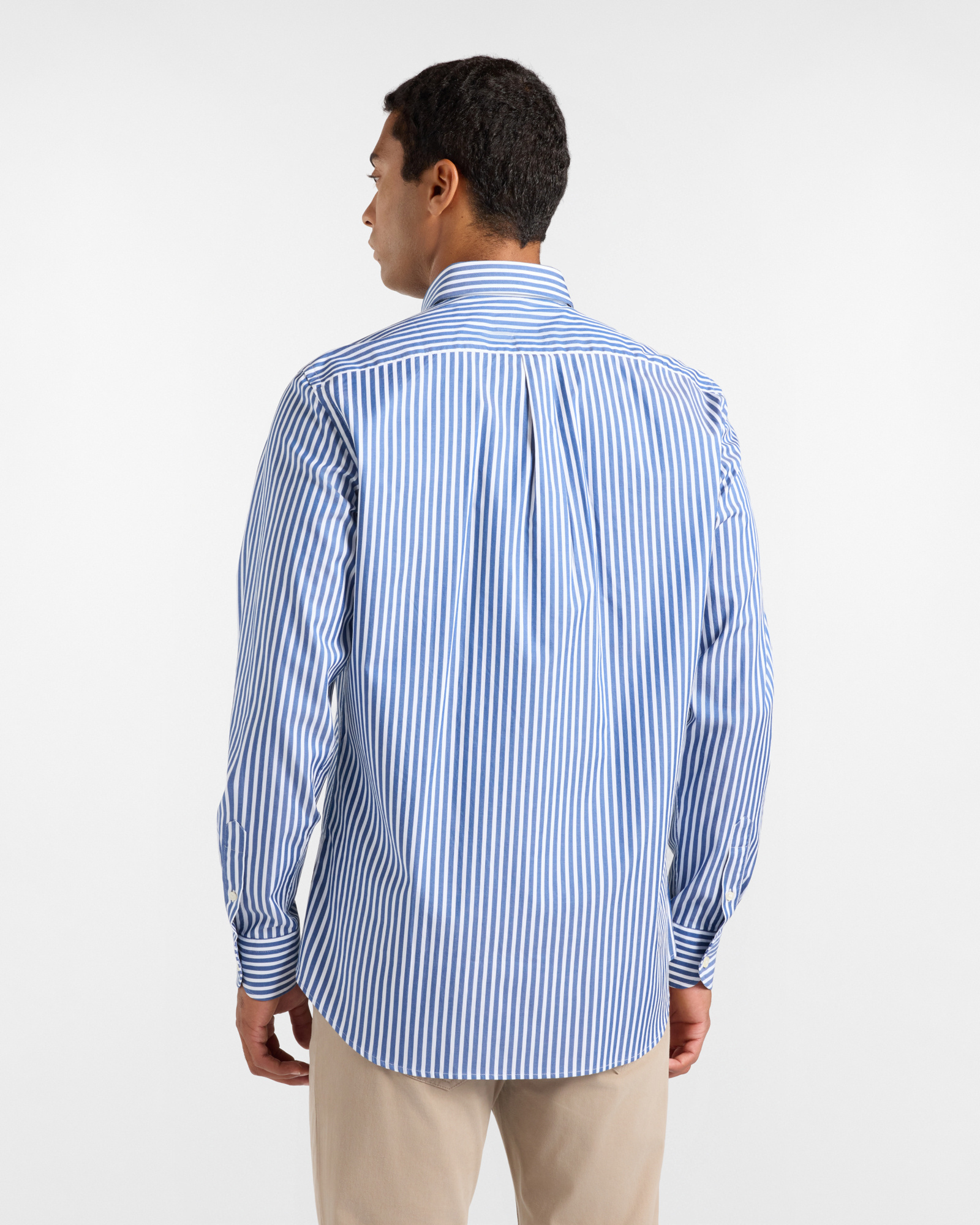 Men's regular-fit turquoise twill shirt with satin stripe, SPORT BLUE, large