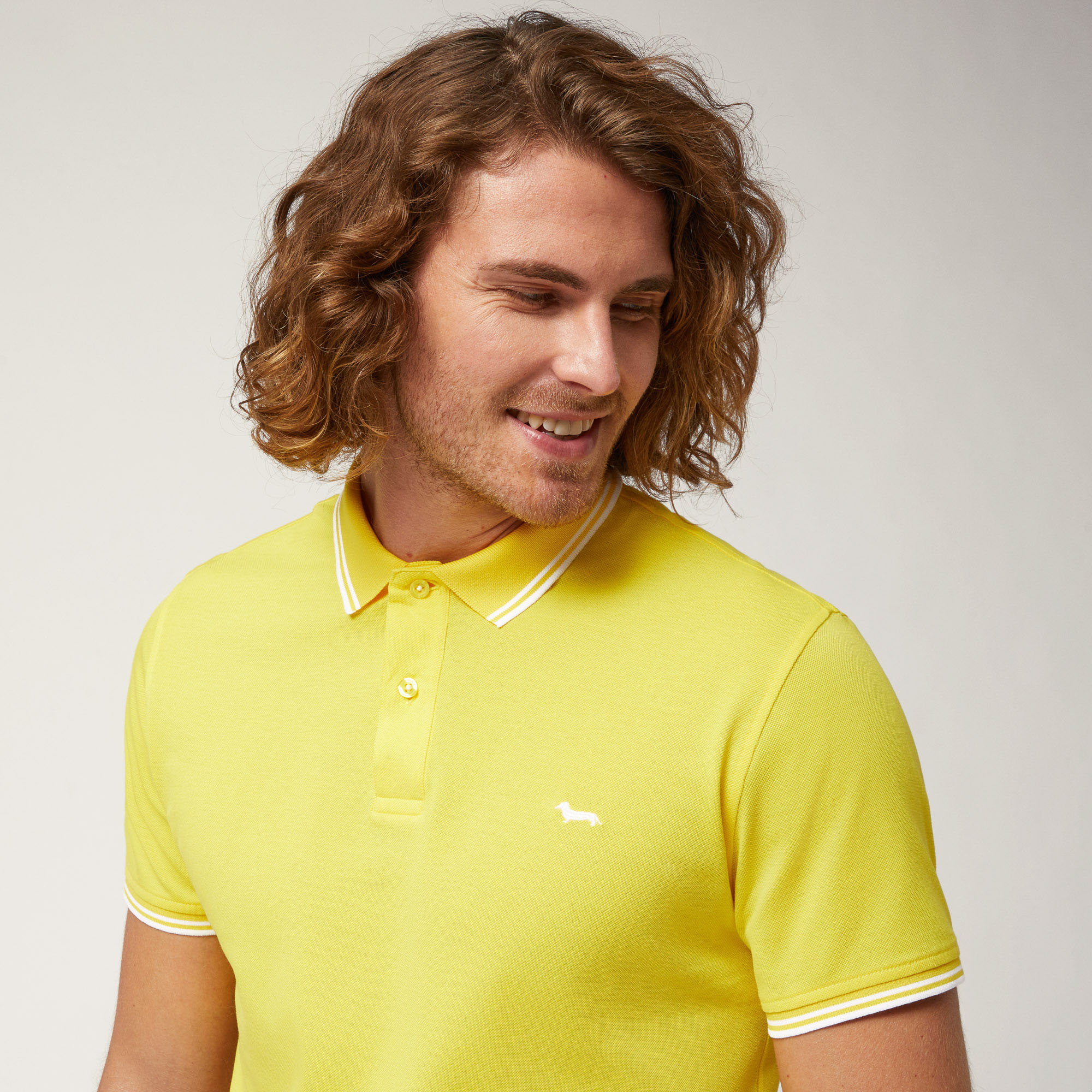 Polo with Contrasts, Light Yellow, large image number 2
