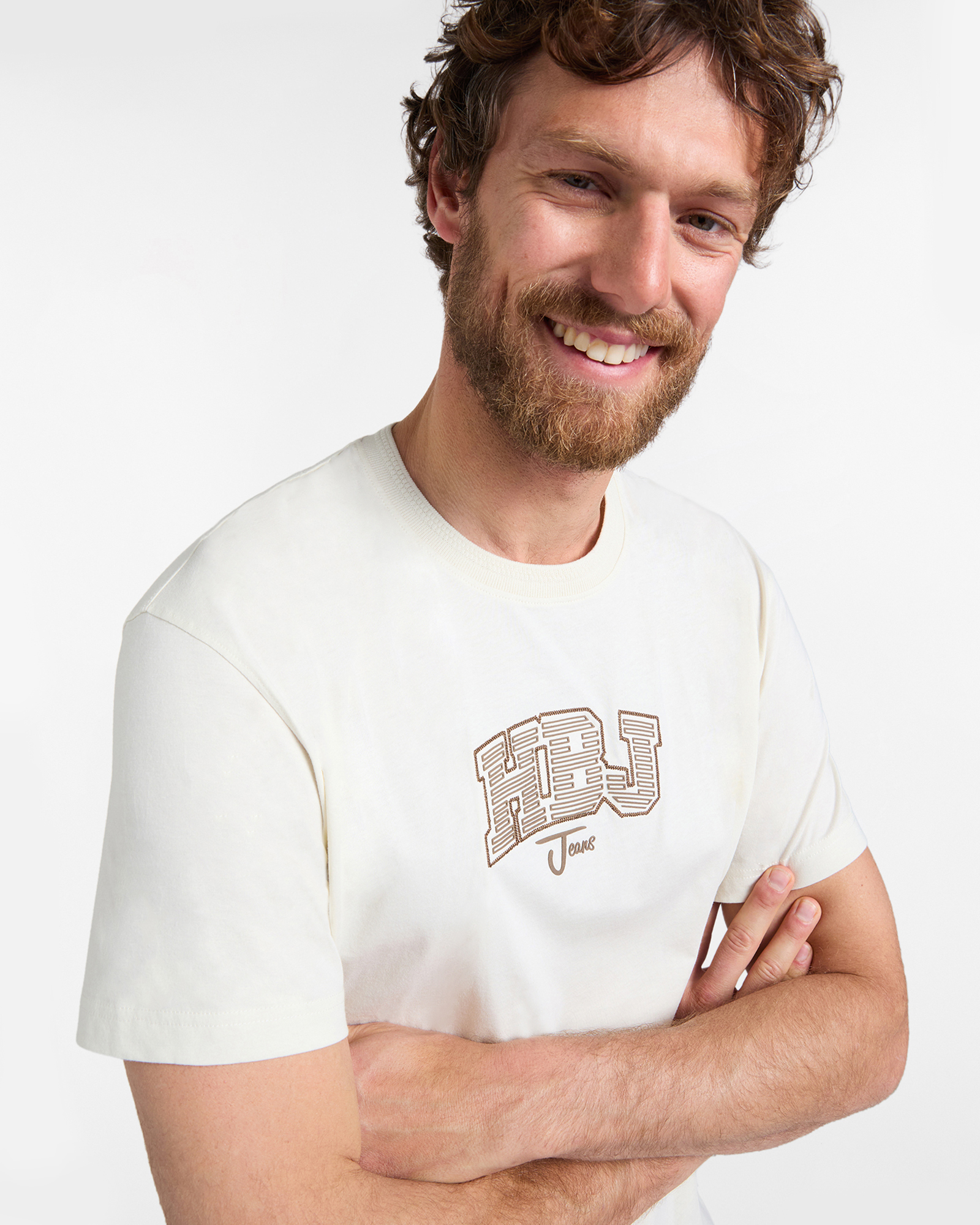 T‑shirt Uomo Con Logo 3D rigato, Bianco naturale, large image number 2