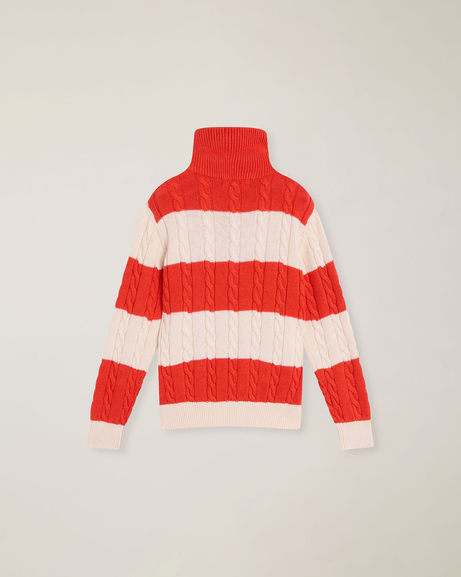 Half‑zip sweater with cable knit, Orange, large image number 1