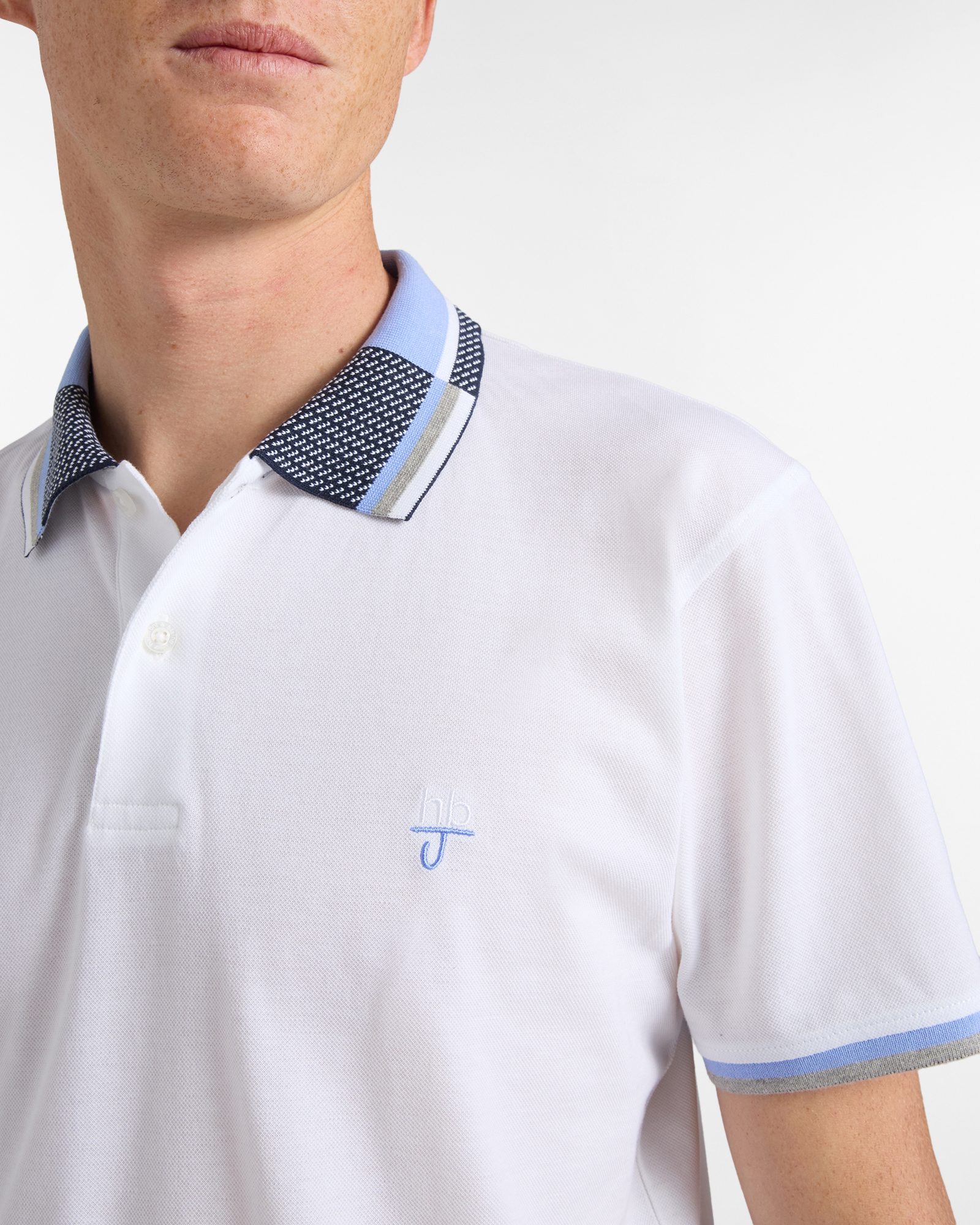 Polo uomo regular fit collo jaquard, Bianco, large image number 2