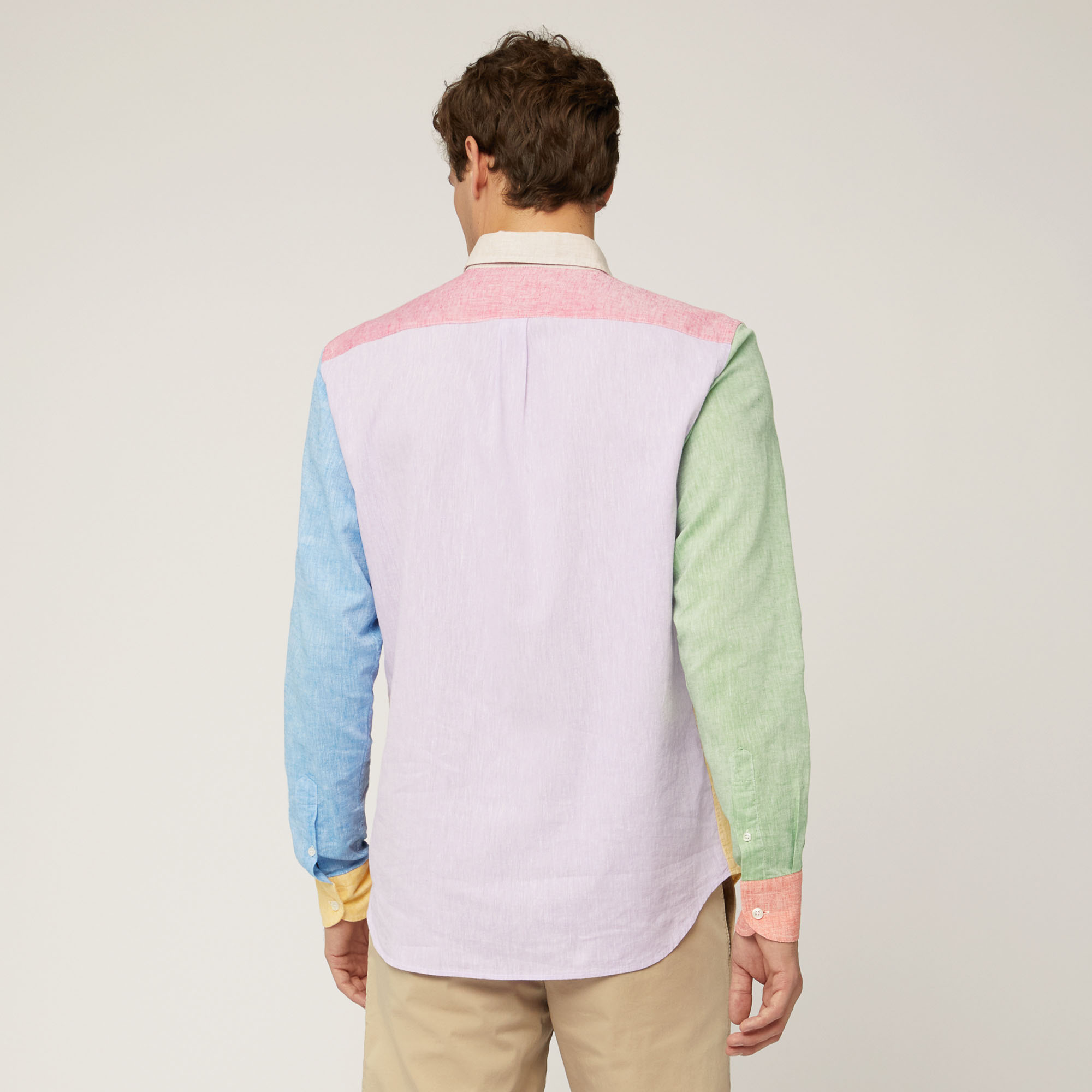 Camisa de lino y algodón con patchwork