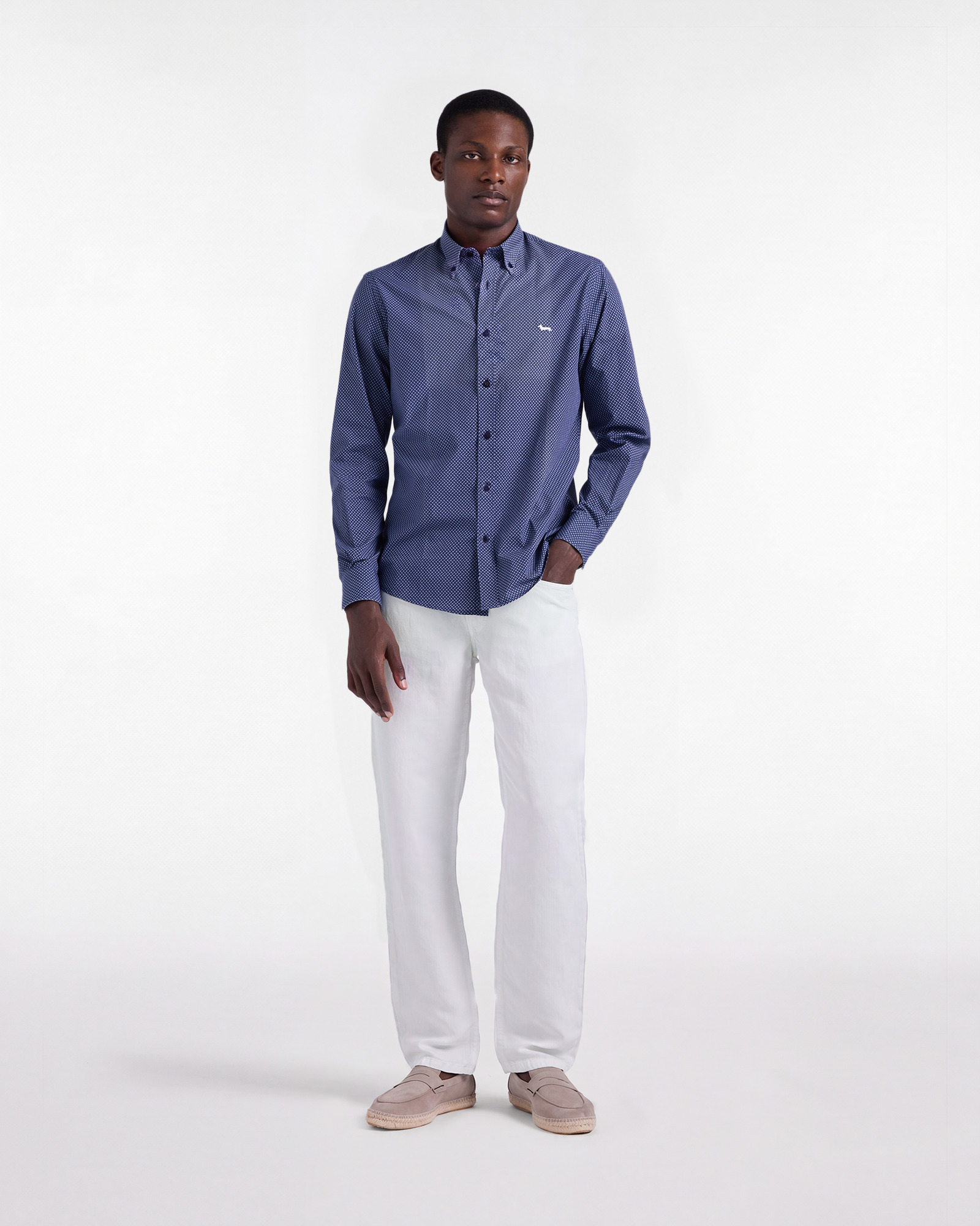 Regular-fit micro print shirt, Navy Blue, large image number 3