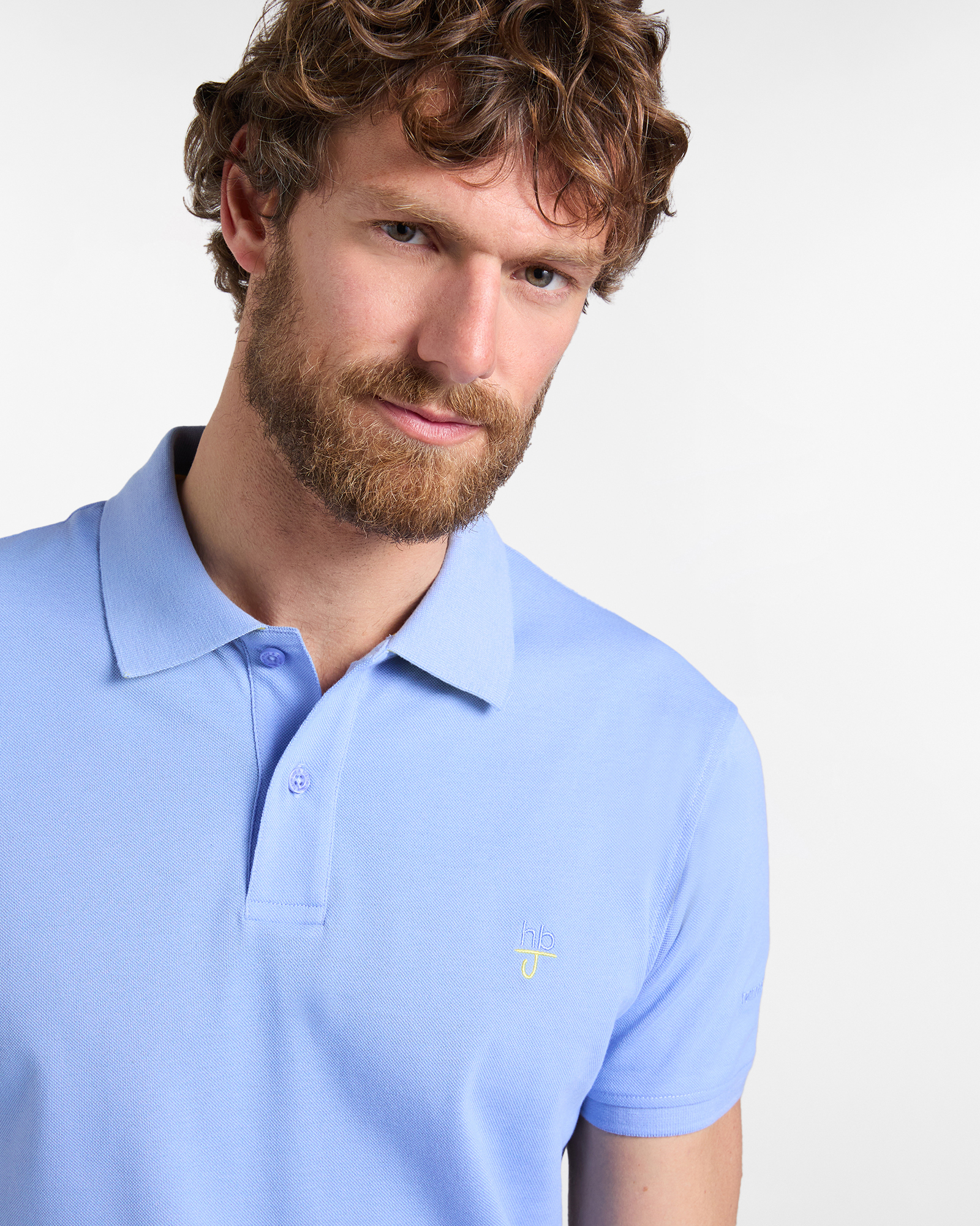 Polo uomo basic tinta unita, Azzurro polvere, large image number 2