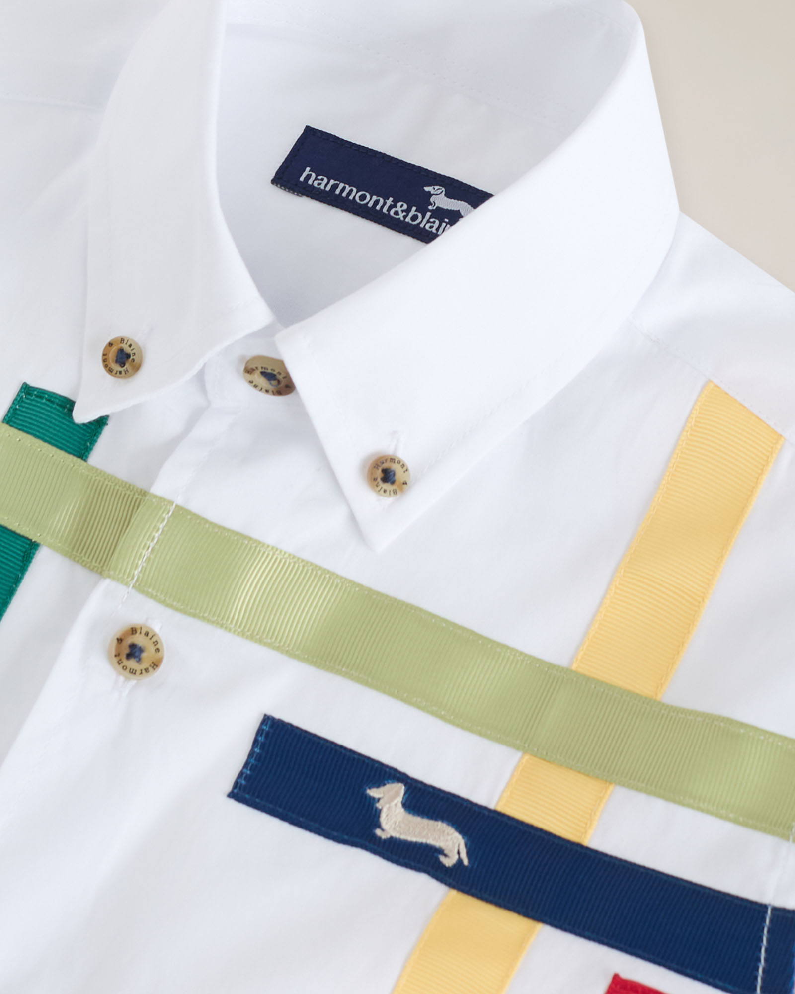 Cotton shirt with multicolor inserts, White, large image number 2