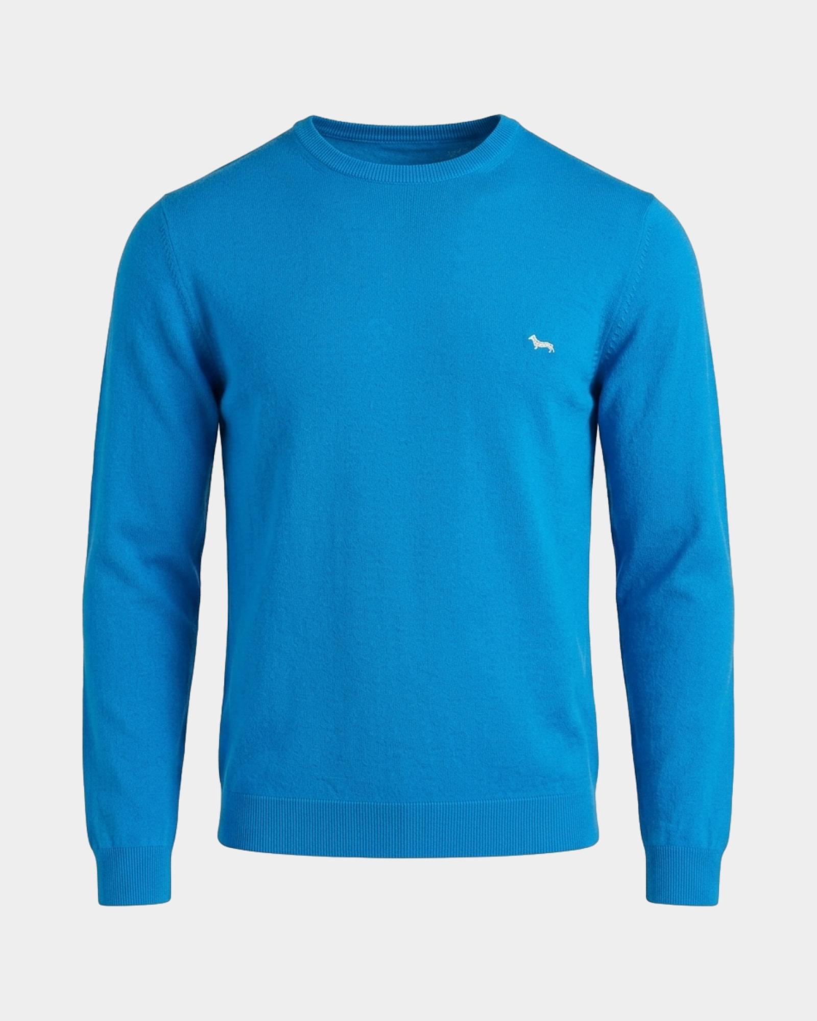 Men's Made in Italy sweater in a  cotton and cashmere blend with regular fit, LIGHT BLUE, large