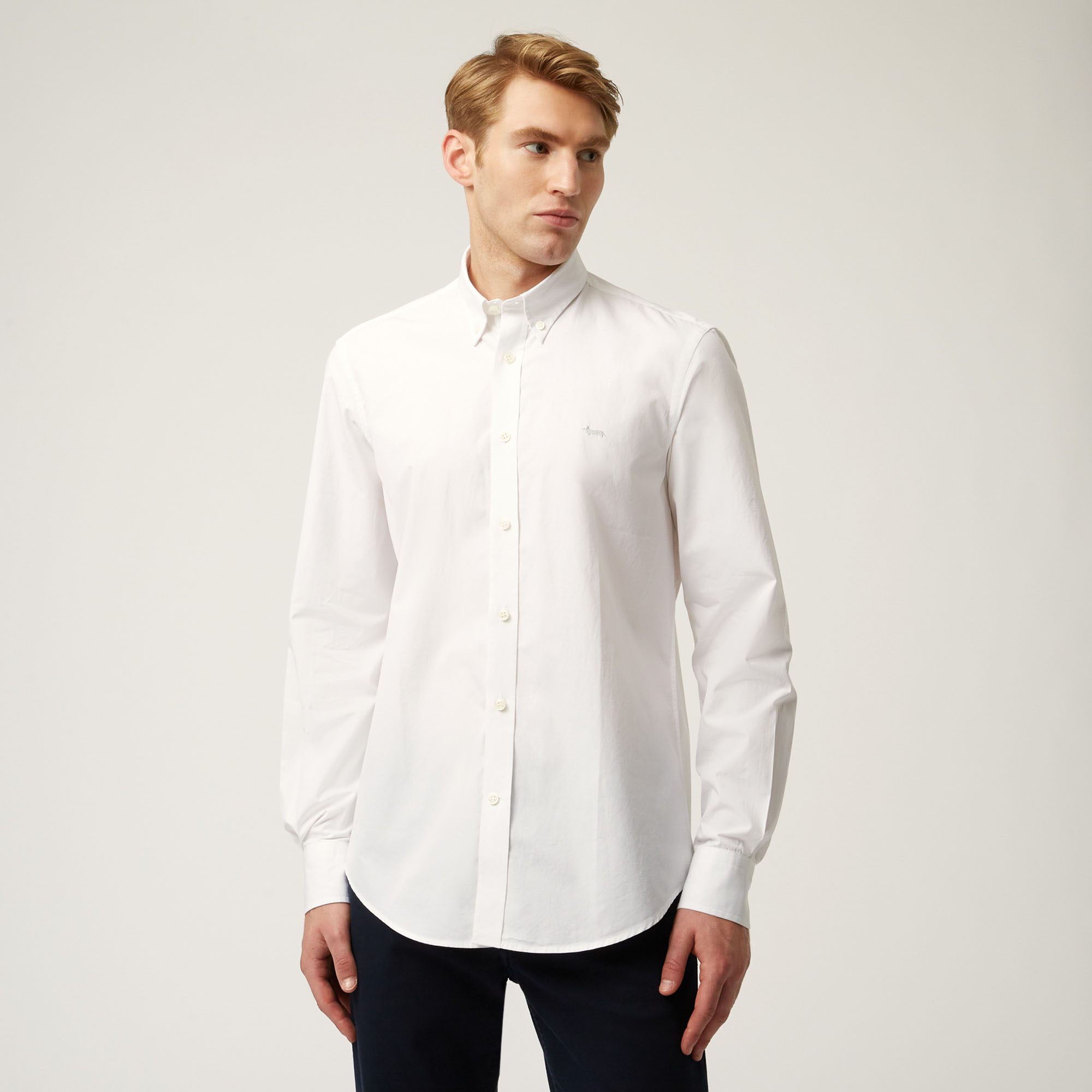 Essentials shirt in plain-coloured cotton