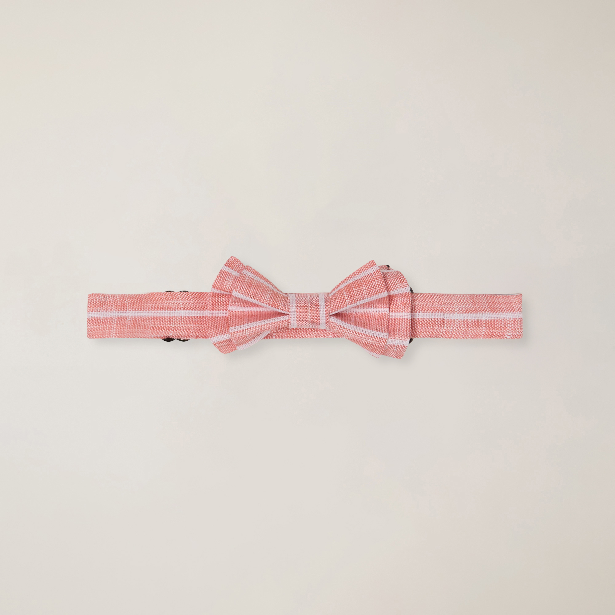 Striped linen bow tie, Dark Pink, large