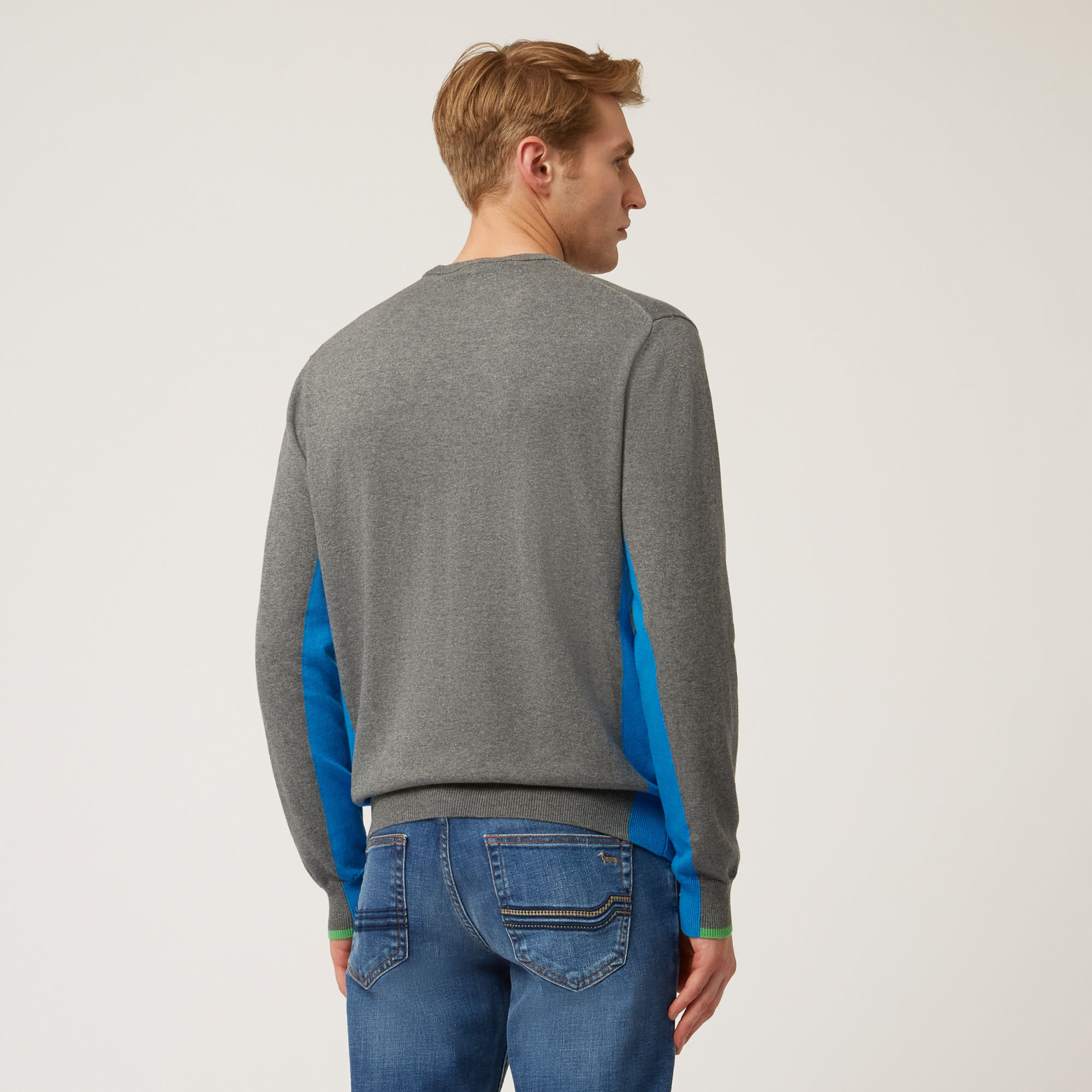 Pullover Girocollo Con Dettagli A Contrasto, Grigio, large image number 1