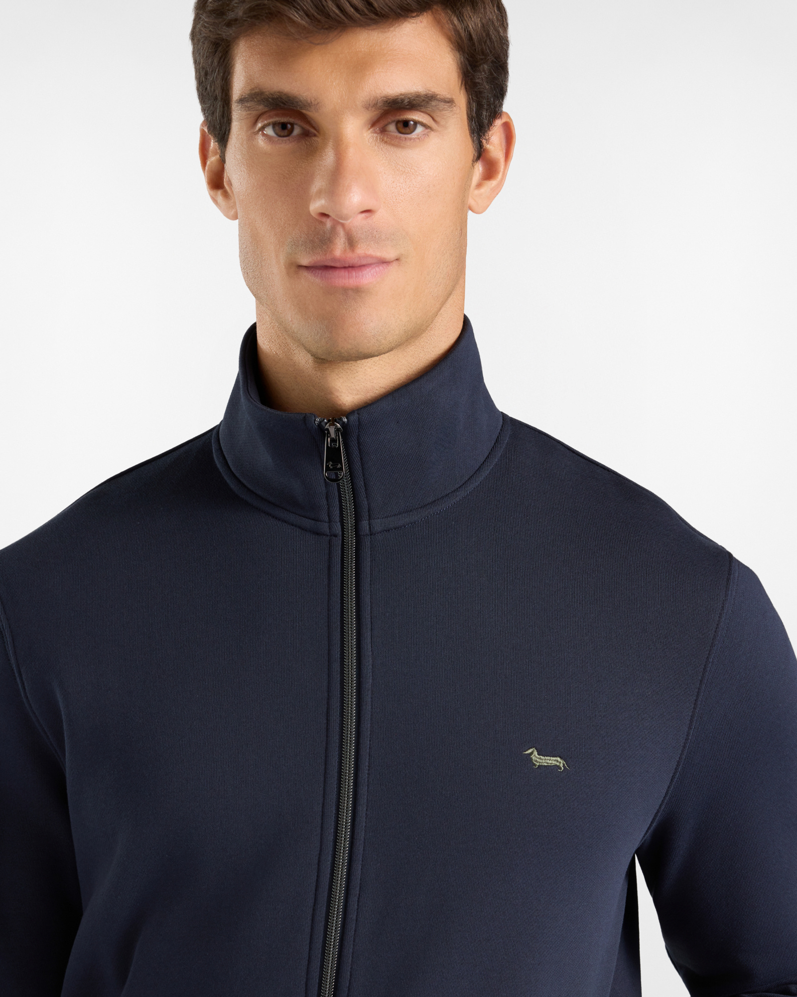 Sudadera para hombre con cremallera completa  con cuello alto y bolsillos en costura, AZUL MARINO, large image number 2