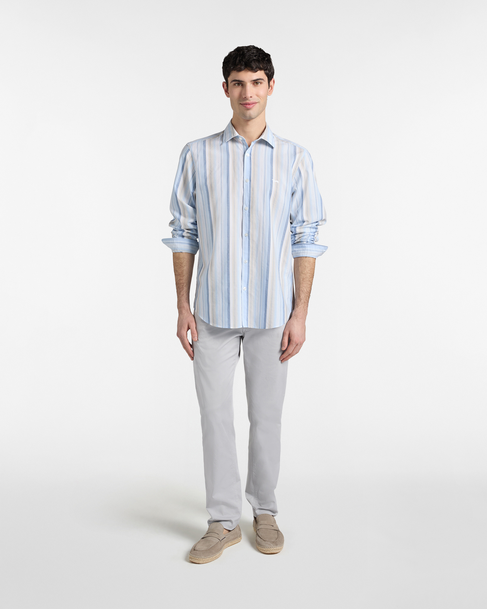 Camicia A Righe Super Light, Bianco, large image number 3