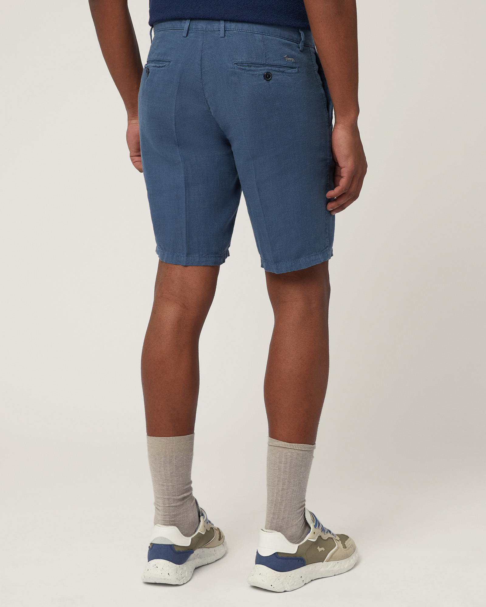 Regular Fit Linen Bermuda Shorts, Dark Lavender, large image number 1