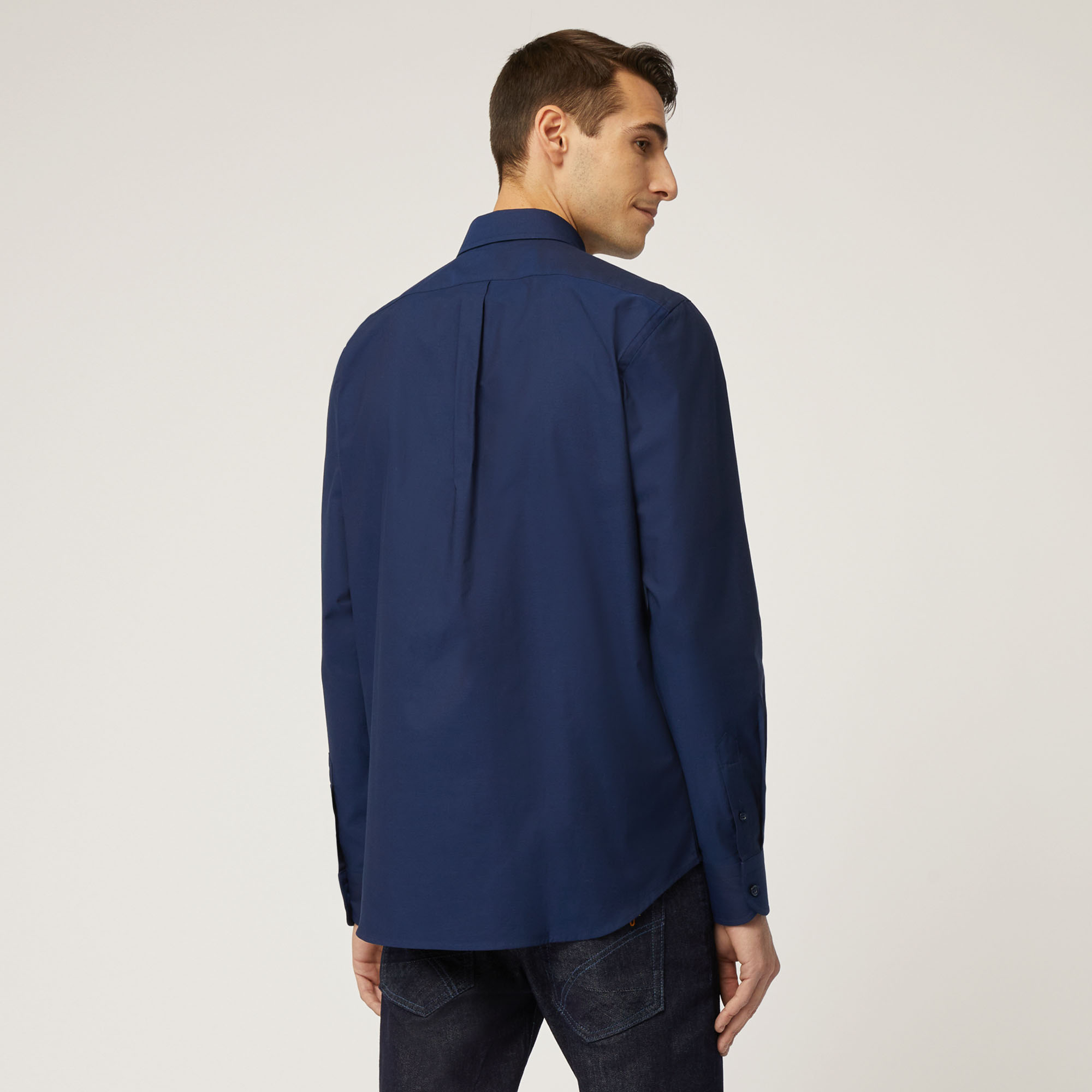 Camicia In Cotone Con Collo Con Bottoncini, Light Blue, large image number 1