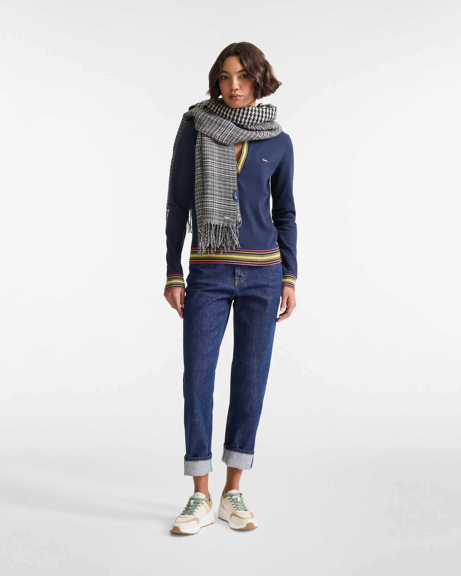 Polo A Maniche Lunghe Stretch, Blu Navy, large image number 3