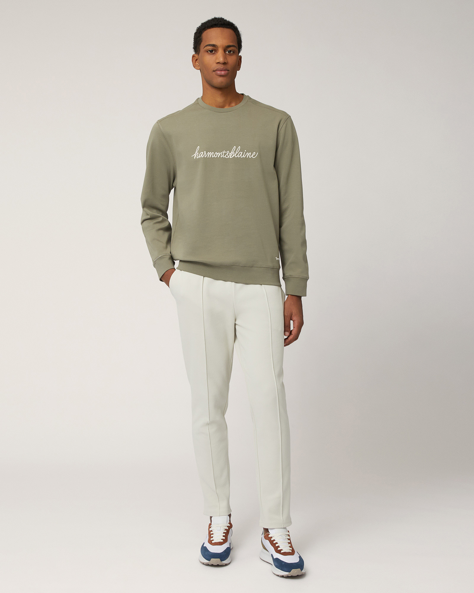 Cotton Sweatshirt with Lettering, Military Green, large image number 3