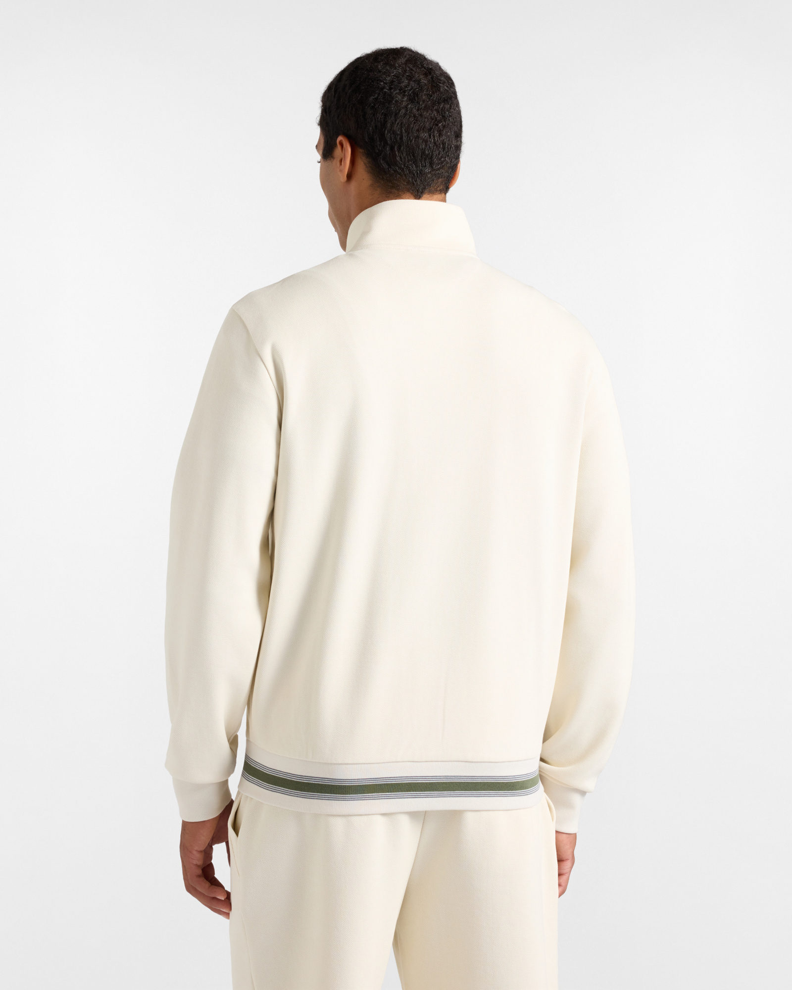 Sudadera para hombre con cremallera completa en piqu&eacute;  con acabado de rayas, TORTORA, large image number 1