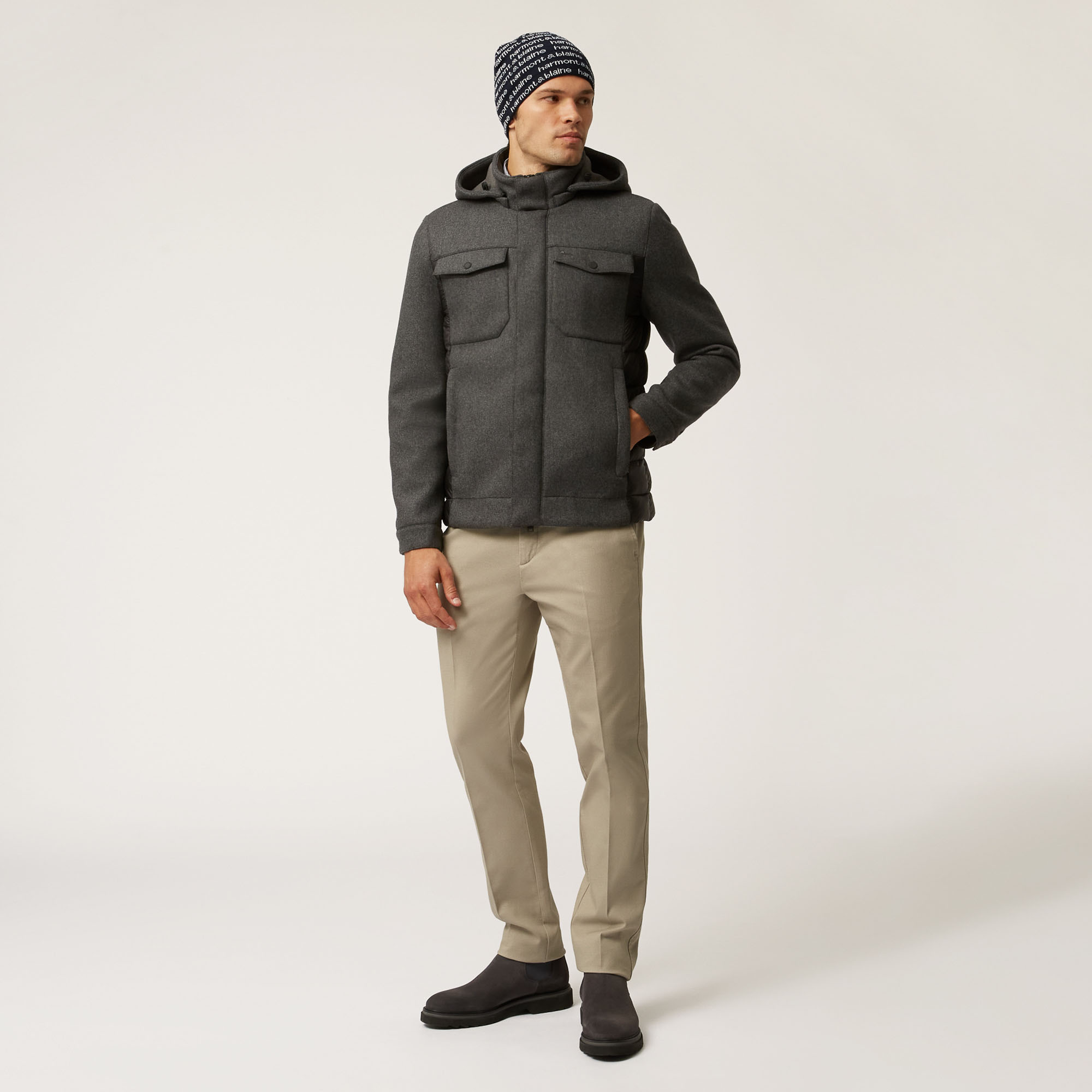 Ski Lounge Hooded Wool-Blend Jacket, Gray, large image number 3