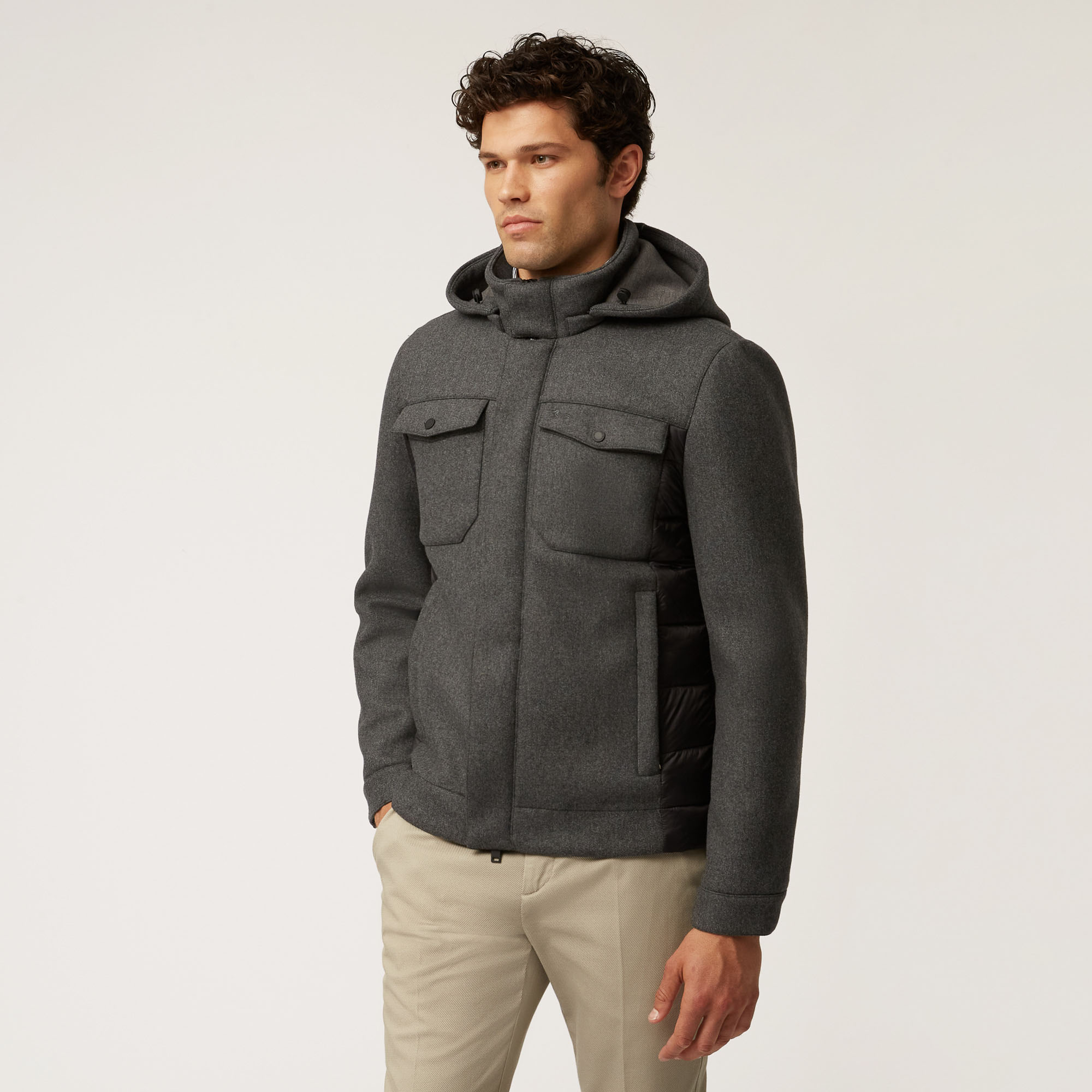 Ski Lounge Hooded Wool-Blend Jacket, Gray, large image number 0