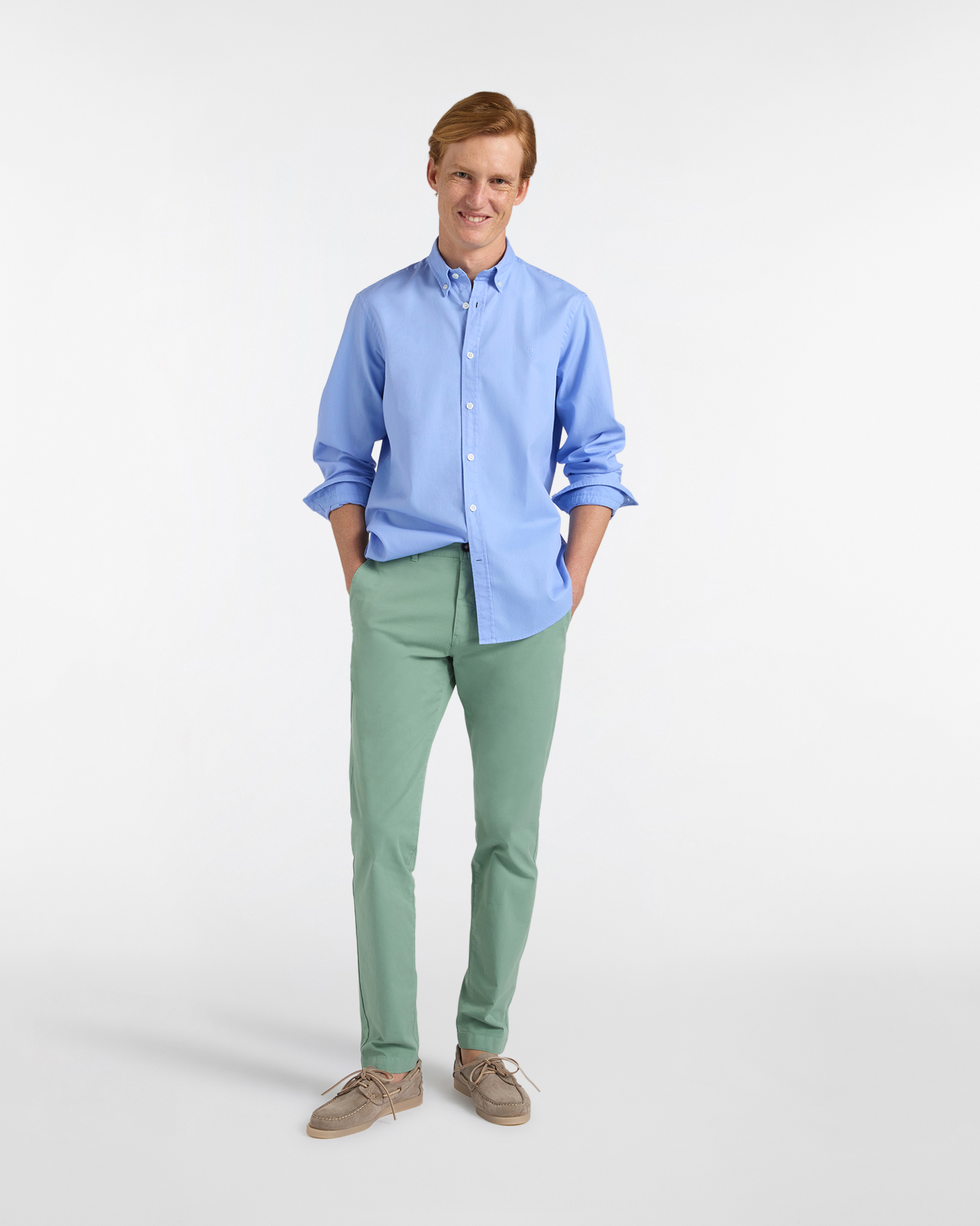 Camicia Uomo in Cotone Oxford, Azzurro polvere, large image number 3