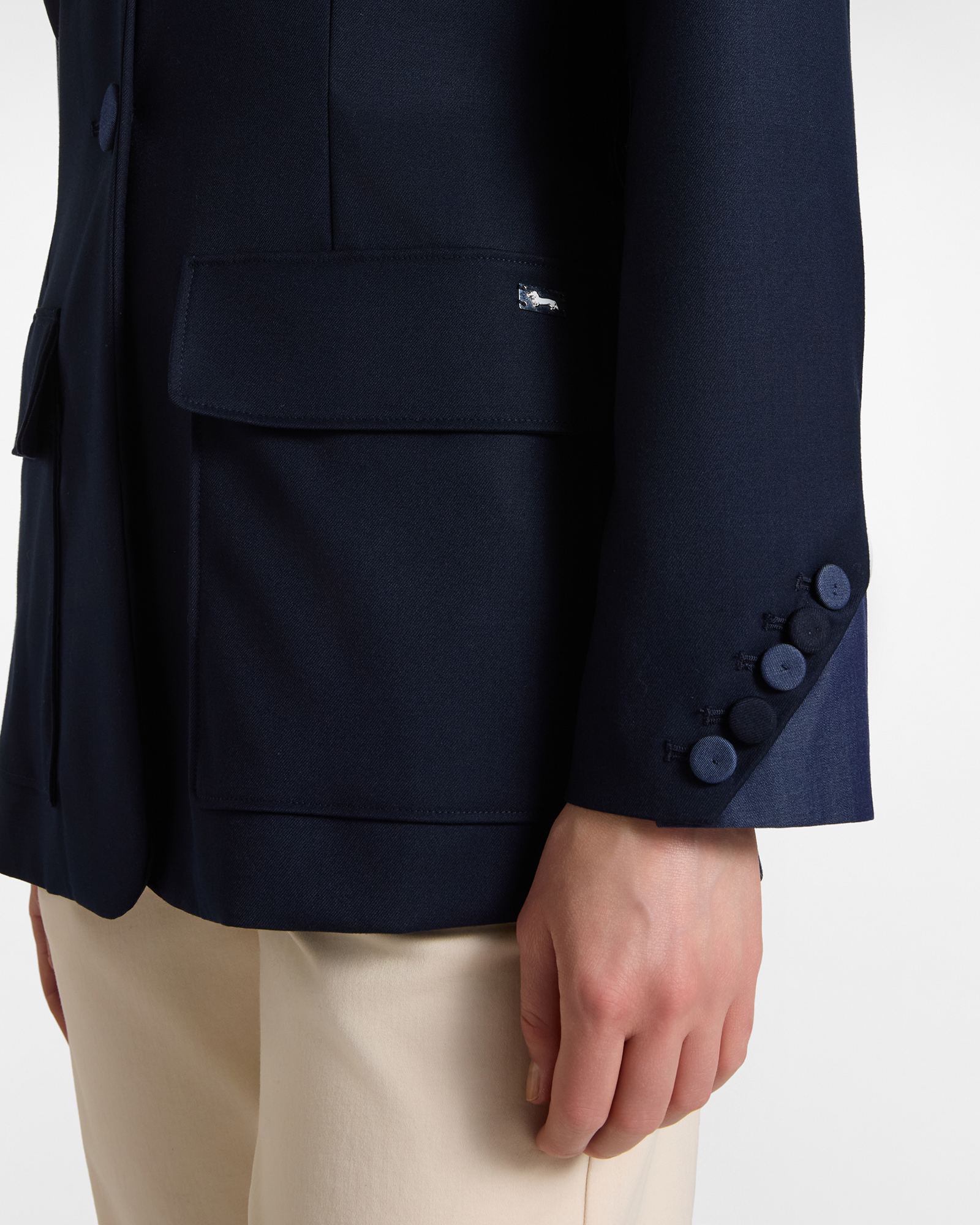Women's  Made-in-Italy Slim Fit poly-viscose blazer, NAVY BLUE, large image number 2