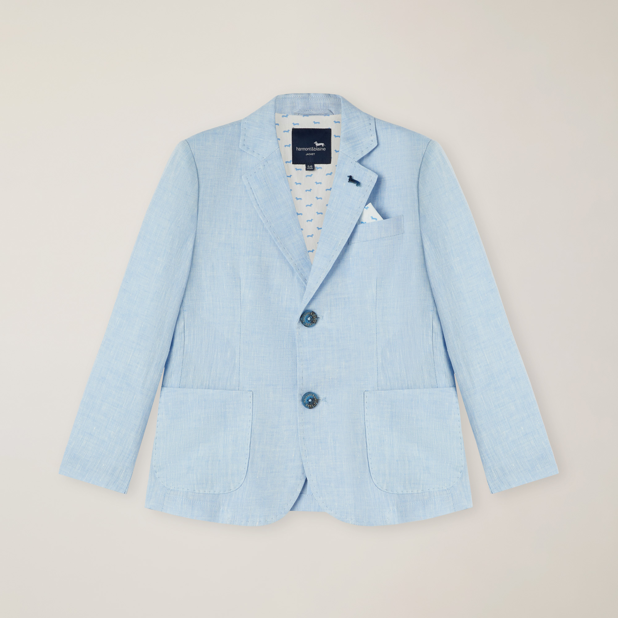 Melange linen jacket with Dachshund pin, PALE SKY BLUE, large image number 0