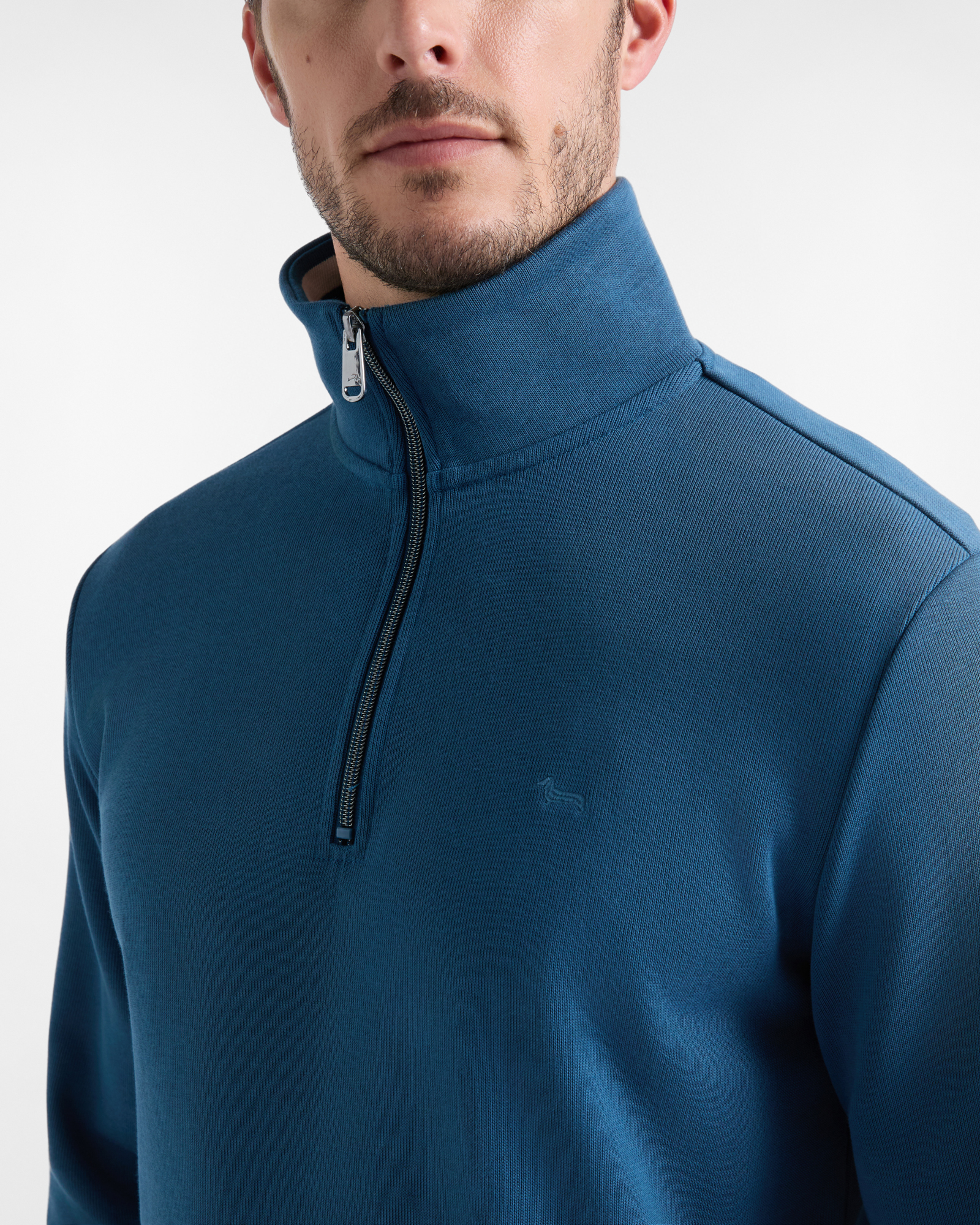 Men's Regular Fit half-zip ribbed cotton sweatshirt, DARK GREEN, large image number 2