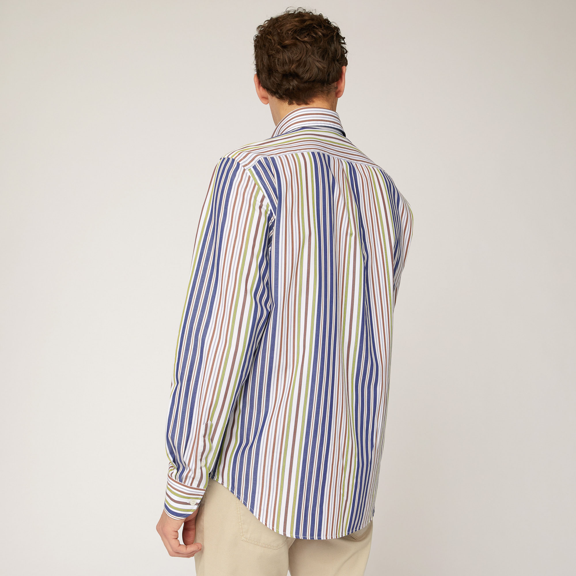 Cotton Shirt with Mixed Stripes