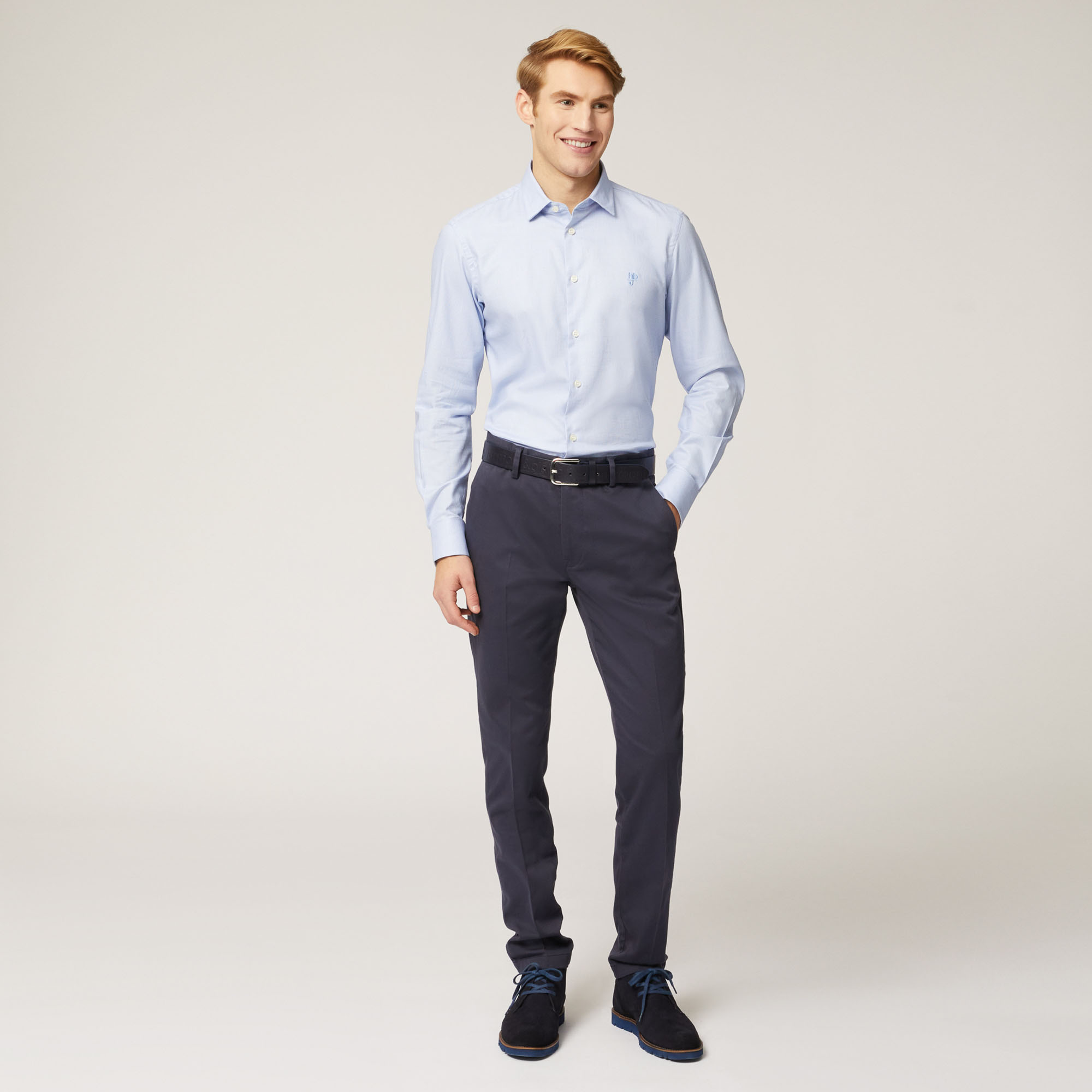 NARROW M/L COLLO PICCOLO 1 TEX, Dusty Blu, large image number 3