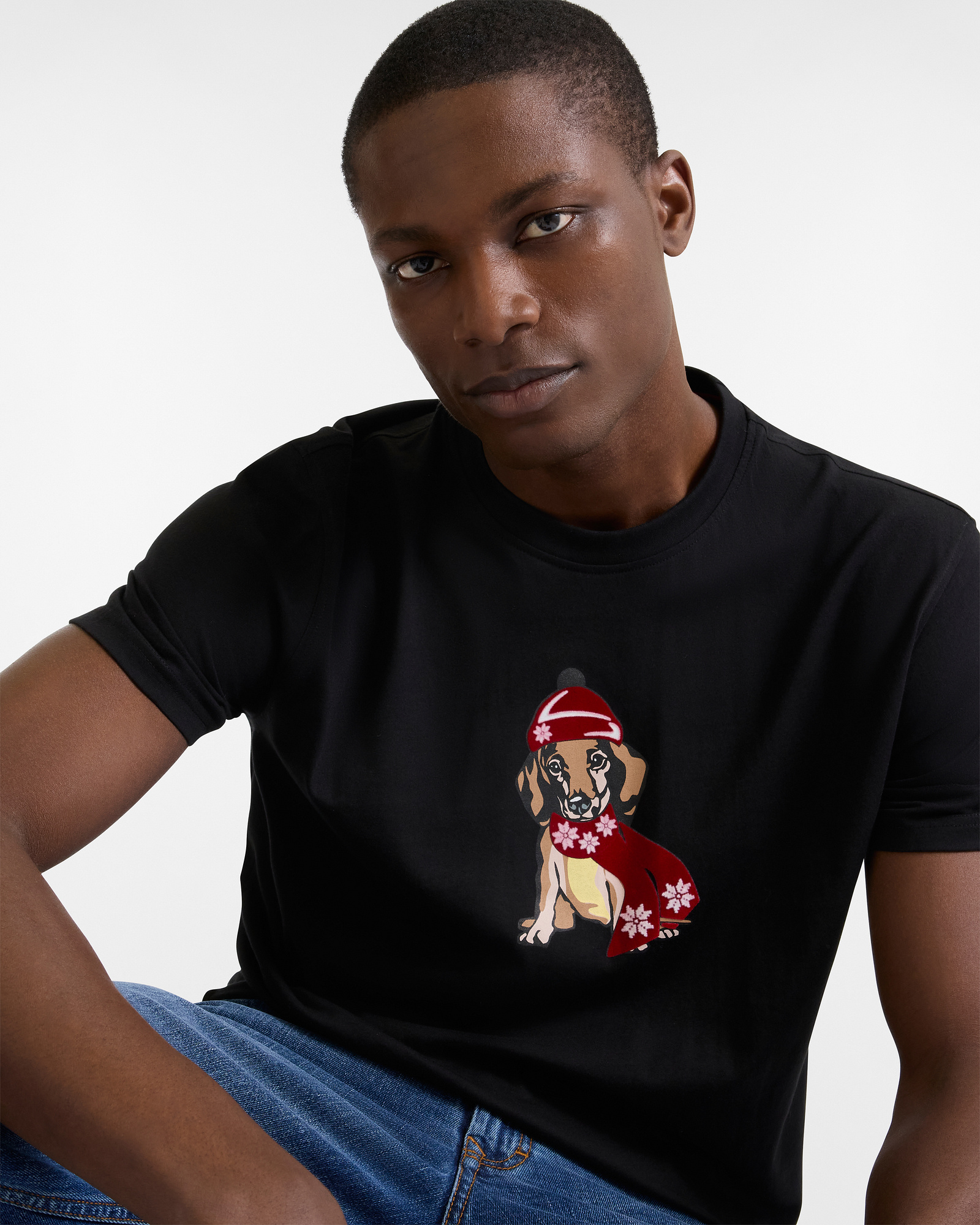 T-shirt with Dachshund Capsule Xmas Selection, Black, large image number 2