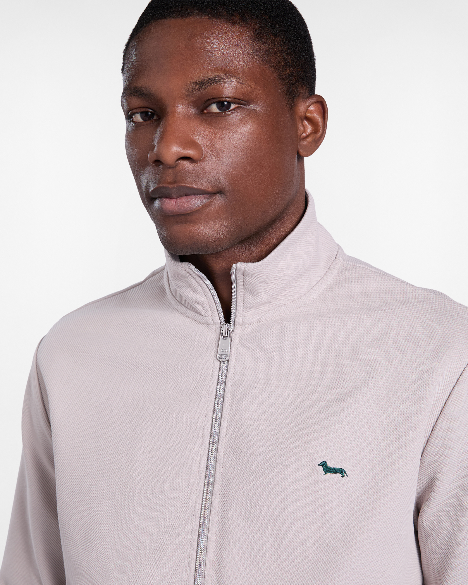 Sudadera con cremallera completa con detalles a rayas., Gris, large image number 2