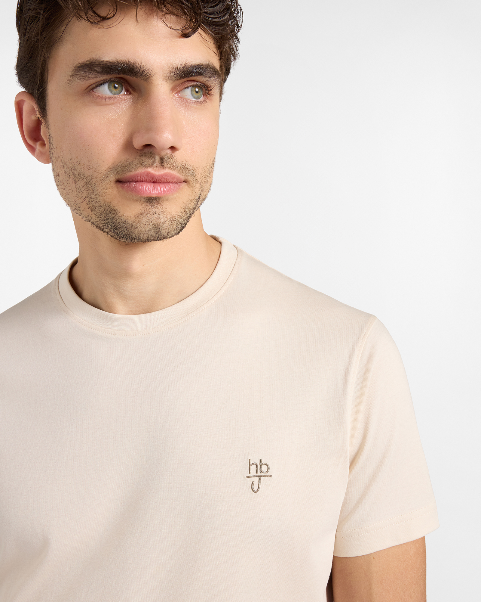 T-shirt HBJ Uomo Narrow Fit in puro cotone, BIANCO, large image number 2
