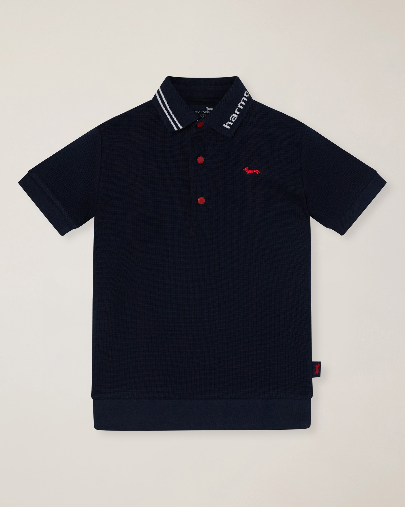 Waffle fabric polo, Navy Blue, large image number 0