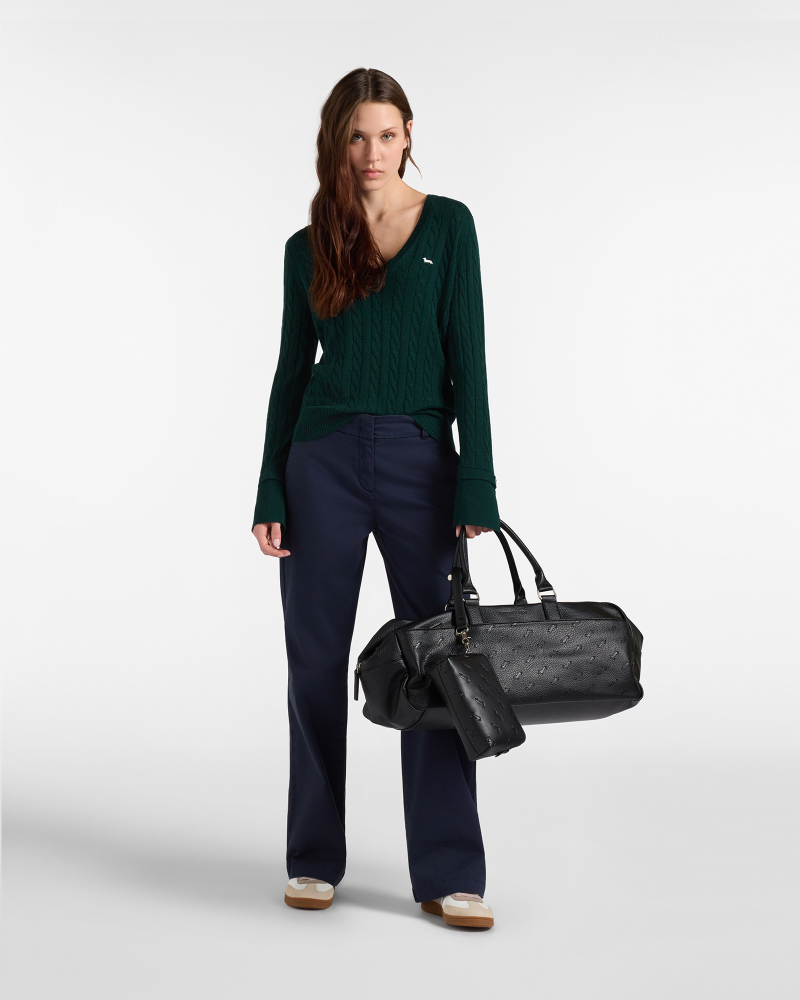 Women&rsquo;s dark  stretch cotton chino trousers, NAVY BLUE, large image number 3