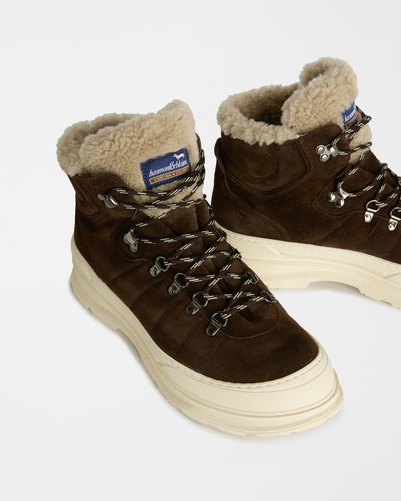 Stivaletti stringati in Camoscio "Cortina a Colori", Marrone, large image number 3