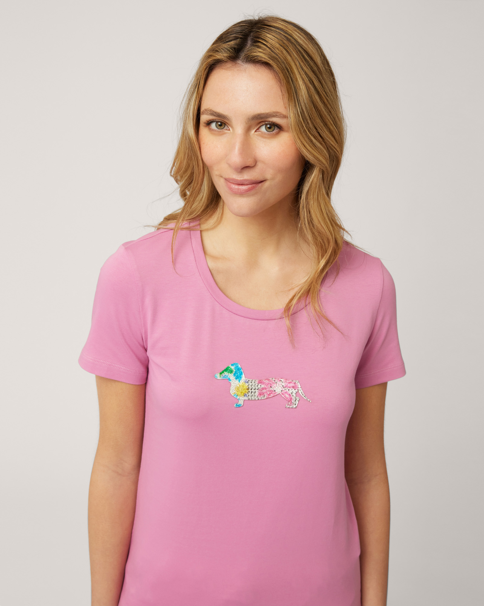 T-Shirt with Decorated Dachshund, Hibiscus, large image number 2
