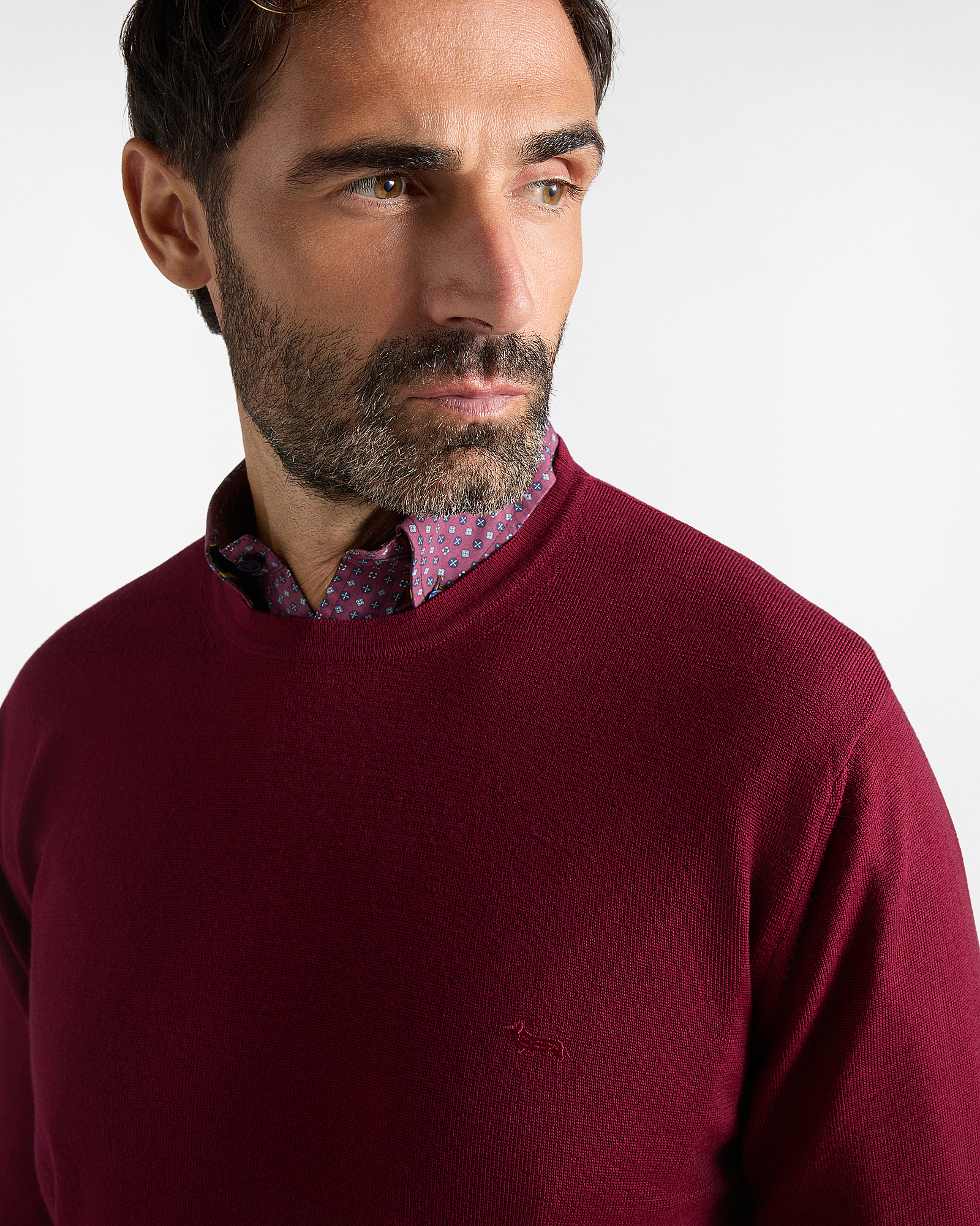 BASIC MERINO CREW NECK SWEATER, INDIAN ROSE, large image number 2