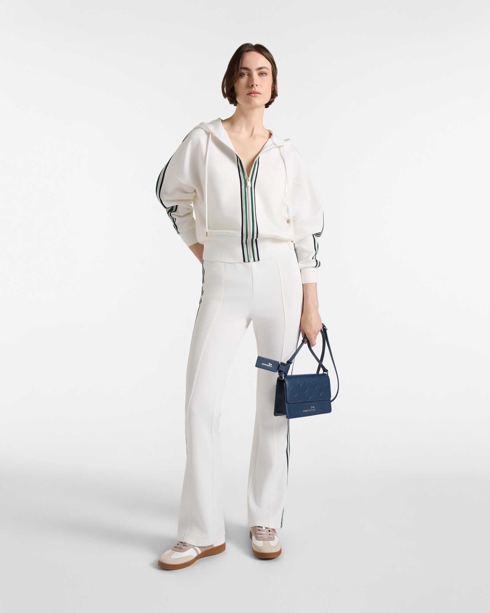 Women's  and striped full-zip hoodie, WHITE, large image number 3