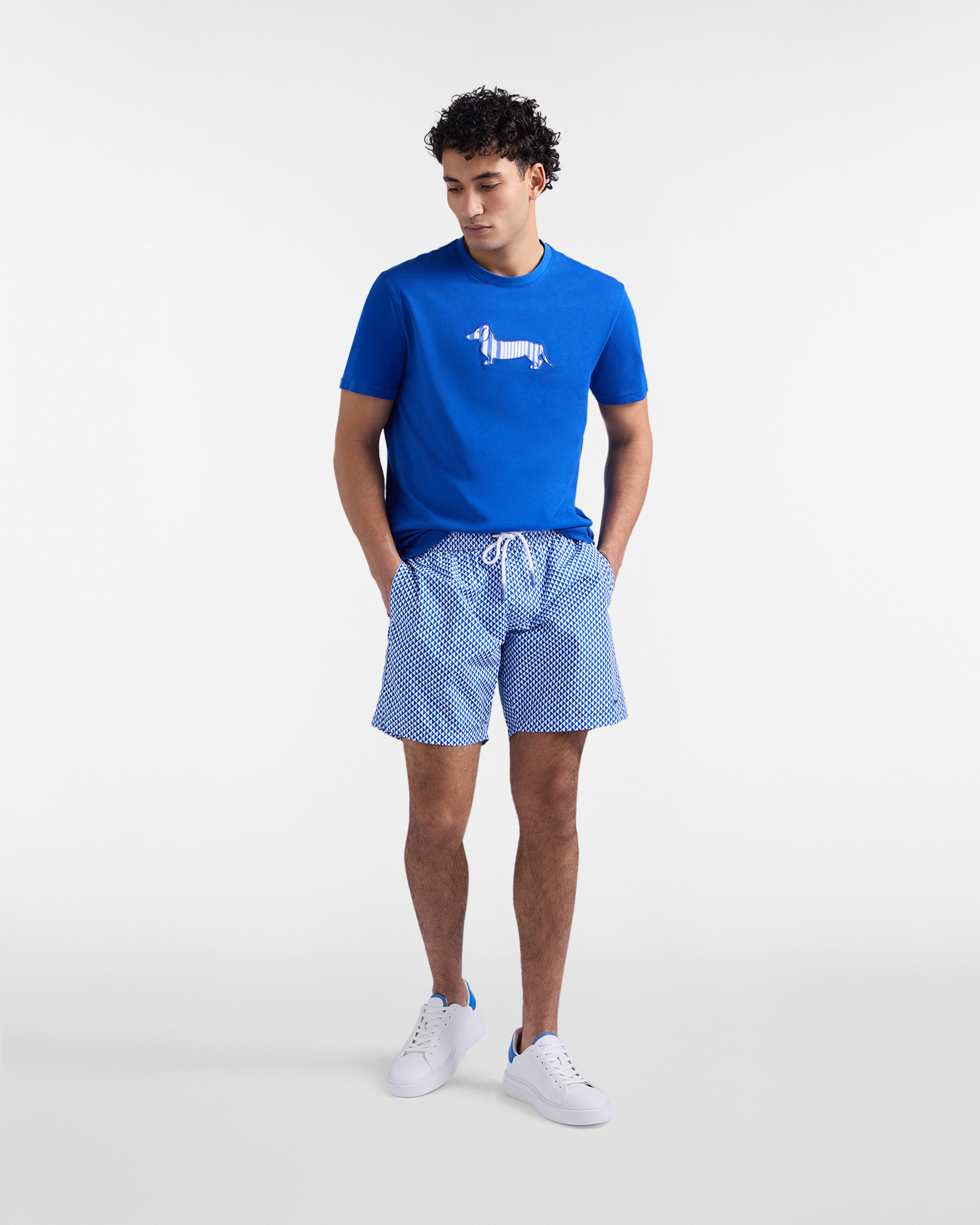 Men's swim shorts with geometric print, Multicolor, large image number 3