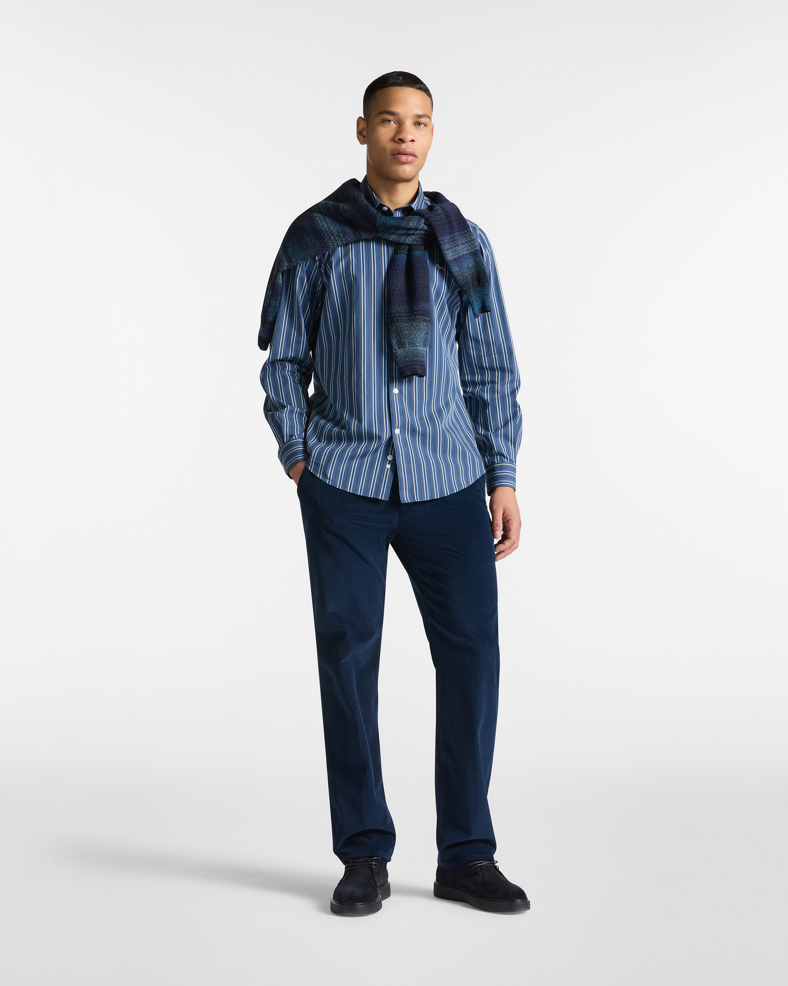Striped Cotton Shirt, Dark Lavander, large image number 3
