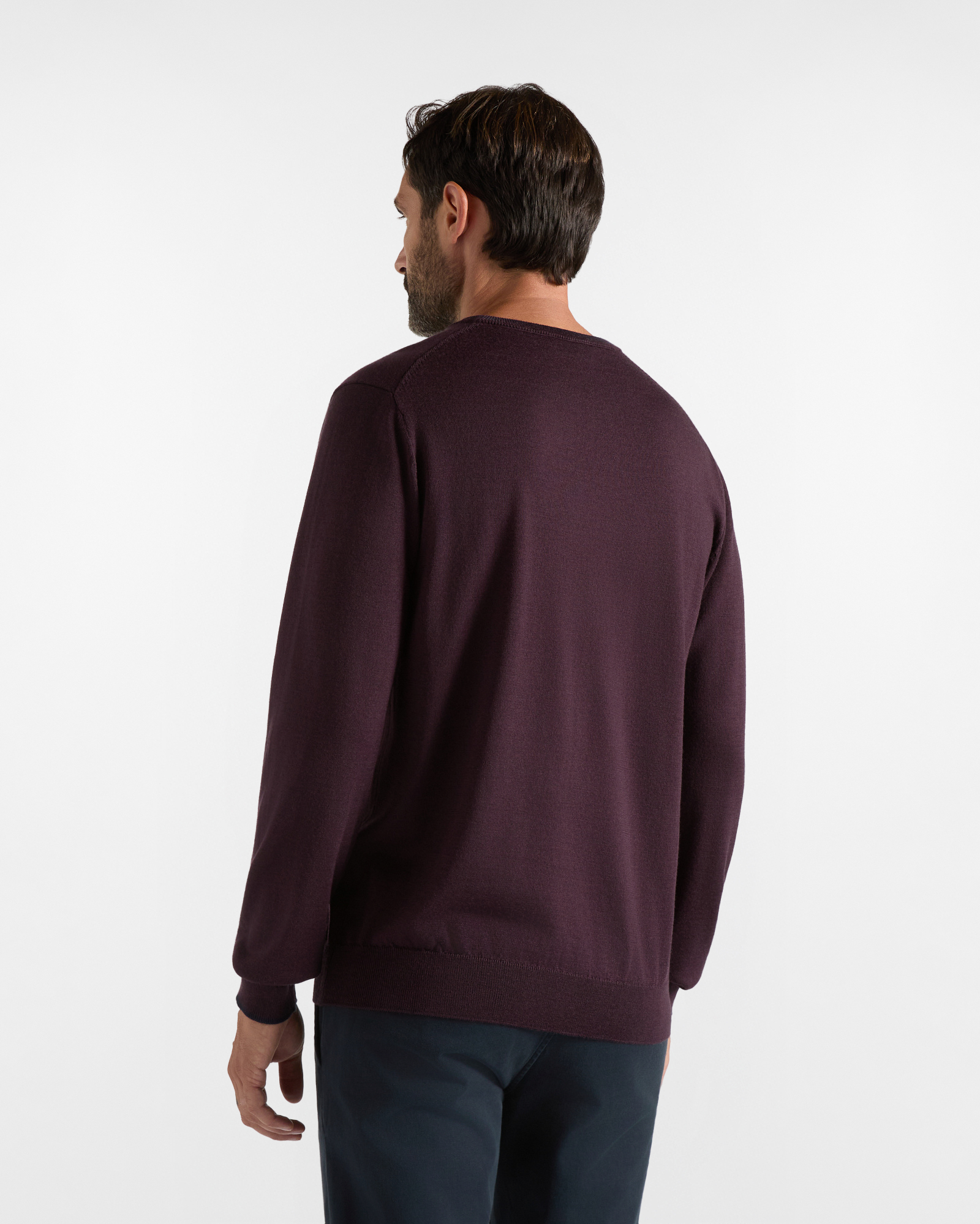 Maglia girocollo HBJ Uomo in pura lana, PRUGNA, large
